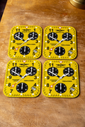 Breitling Inspired Yellow Chronograph Watch Face Coasters – Set of 4
