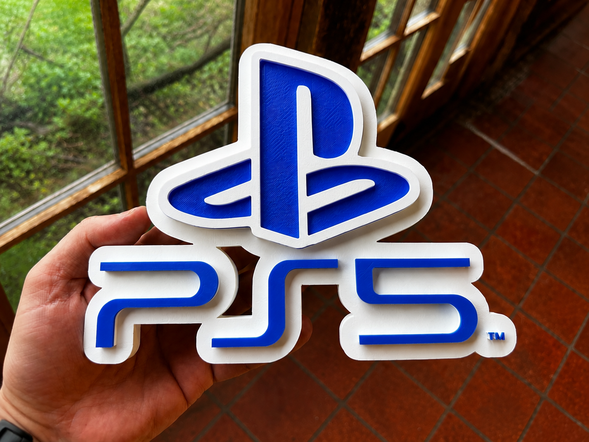 PlayStation PS5 3D Printed Logo Display Sign – Gaming Wall & Shelf Plaque