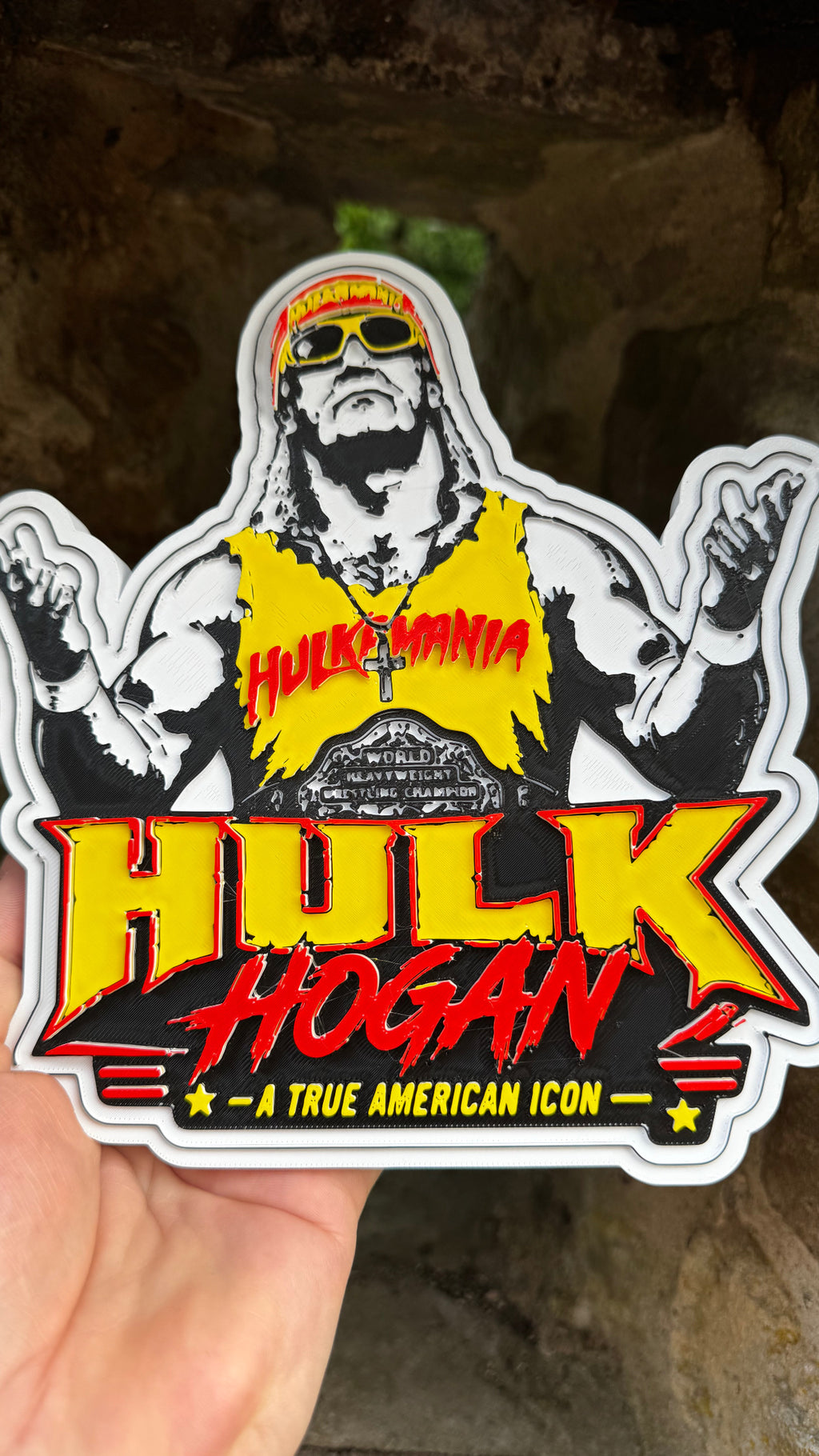 Hulk Hogan 3D Wall Sign – Wrestling Legend Display Plaque