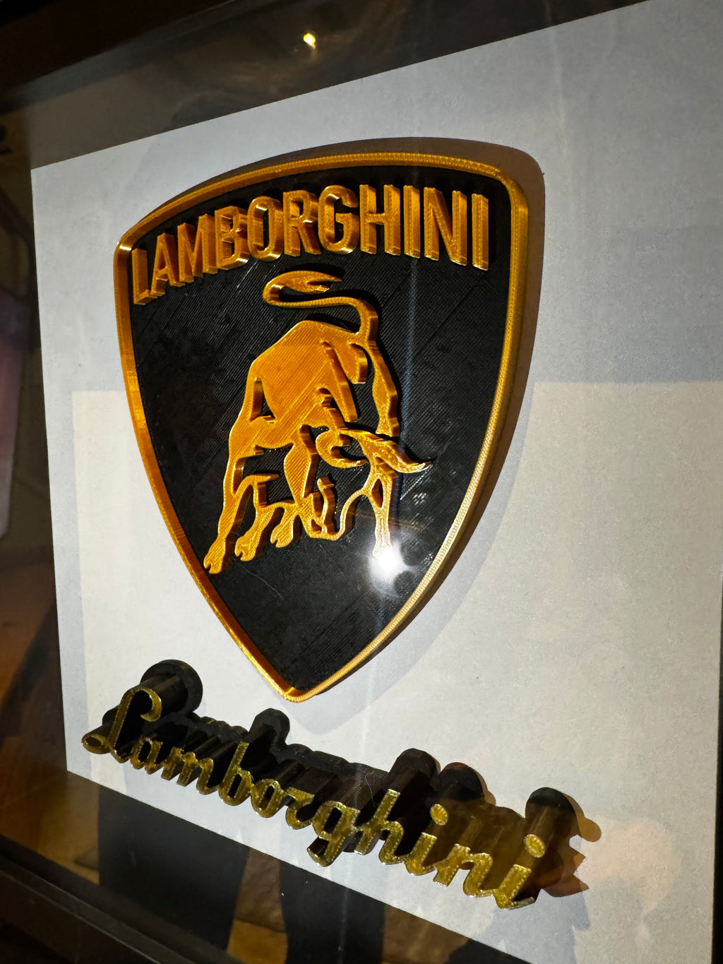 Lamborghini 3D Framed Wall Art | Gold & Black Supercar Display~ 25cm x 25cm