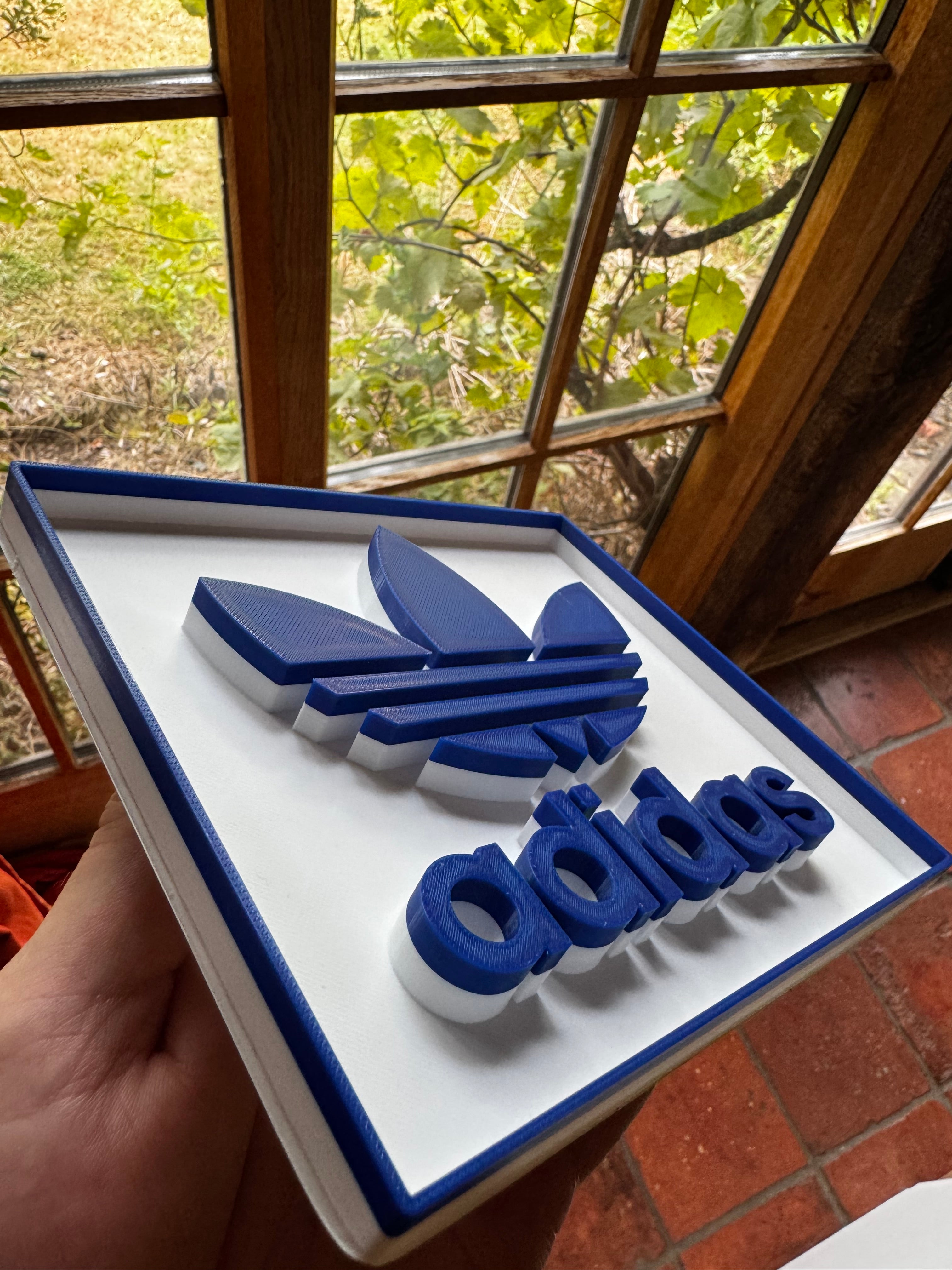Adidas Trefoil 3D Printed Display Plaque – Blue & White