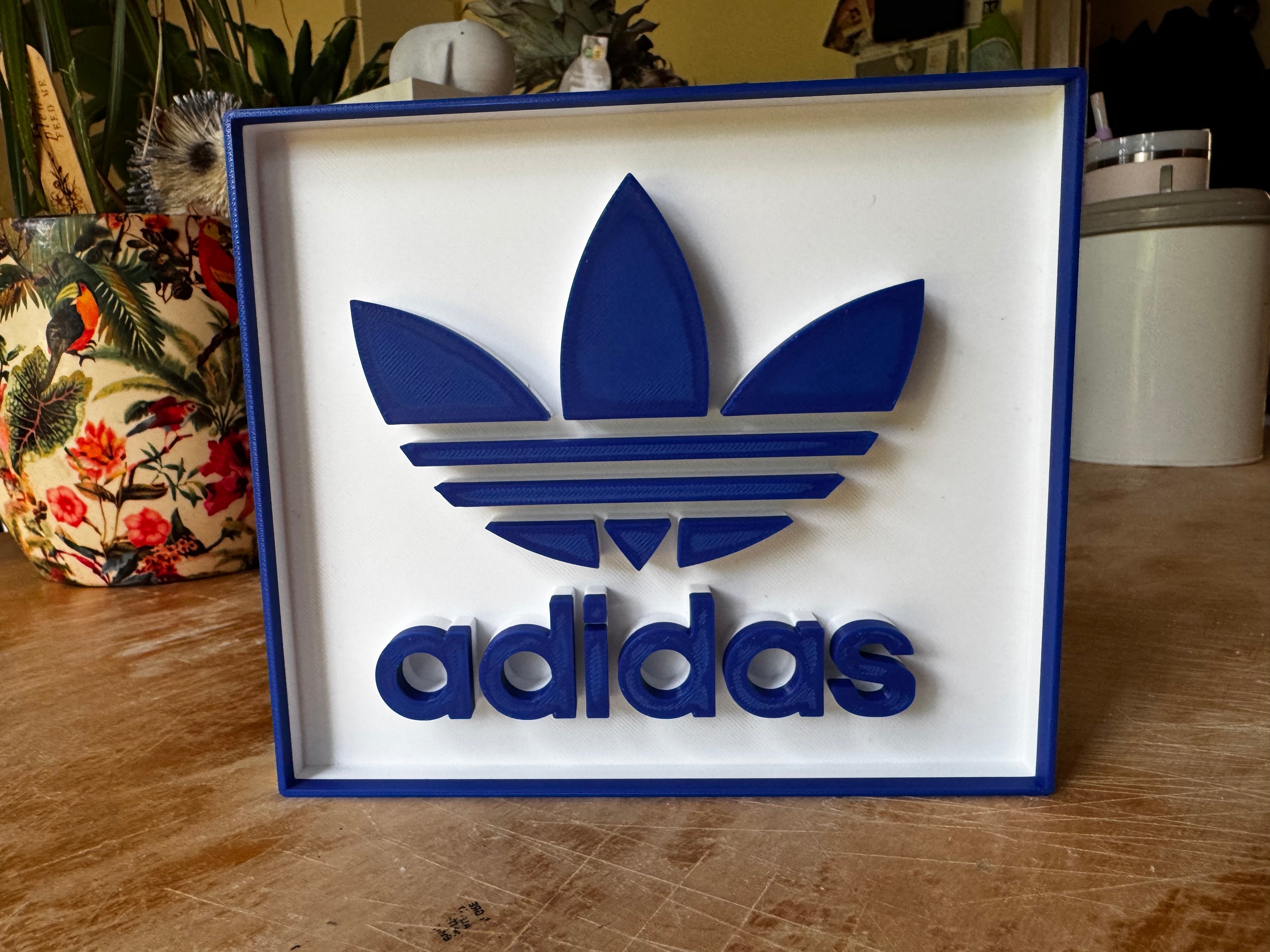 Adidas Trefoil 3D Printed Display Plaque – Blue & White