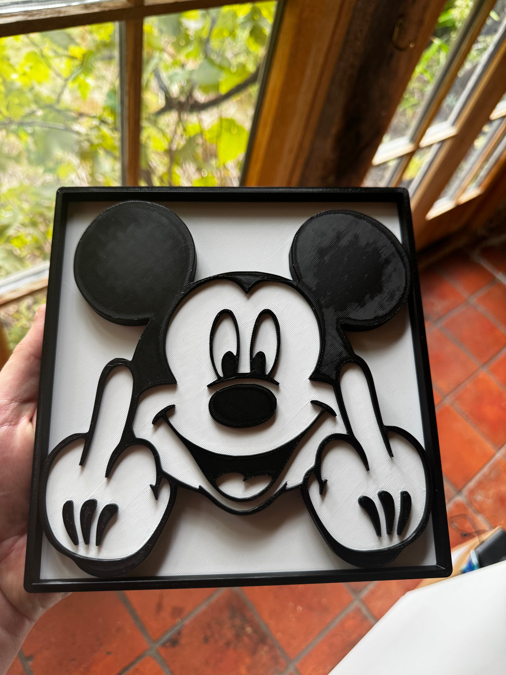 Mickey Mouse Middle Finger 3D Printed Wall Plaque