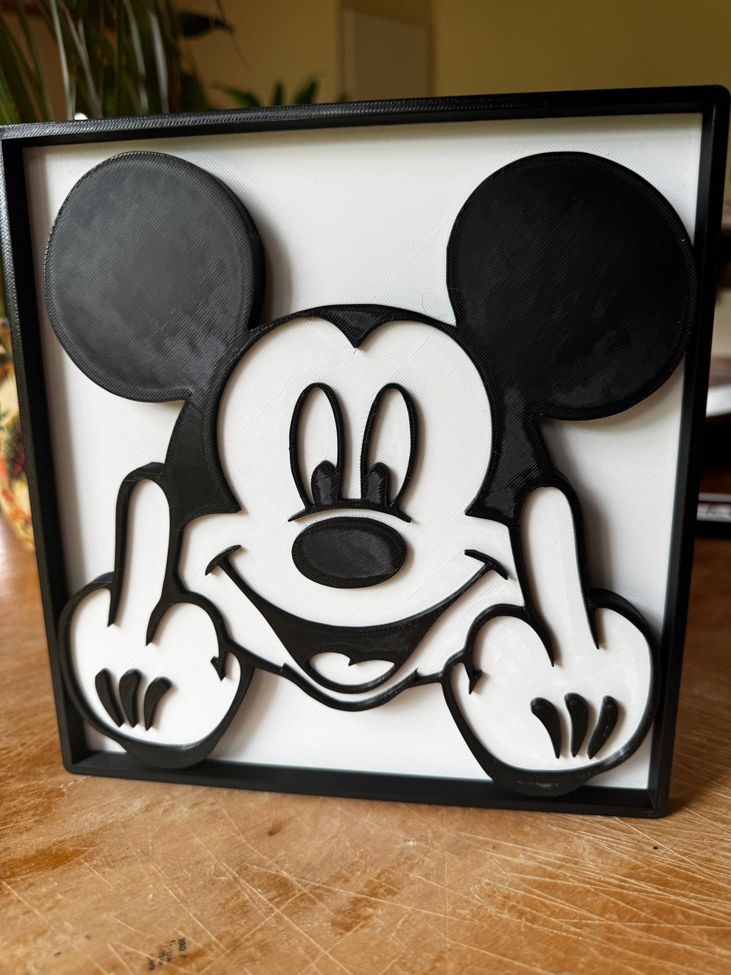 Mickey Mouse Middle Finger 3D Printed Wall Plaque