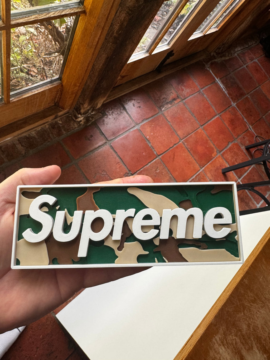 Supreme Camo 3D Printed Display Sign
