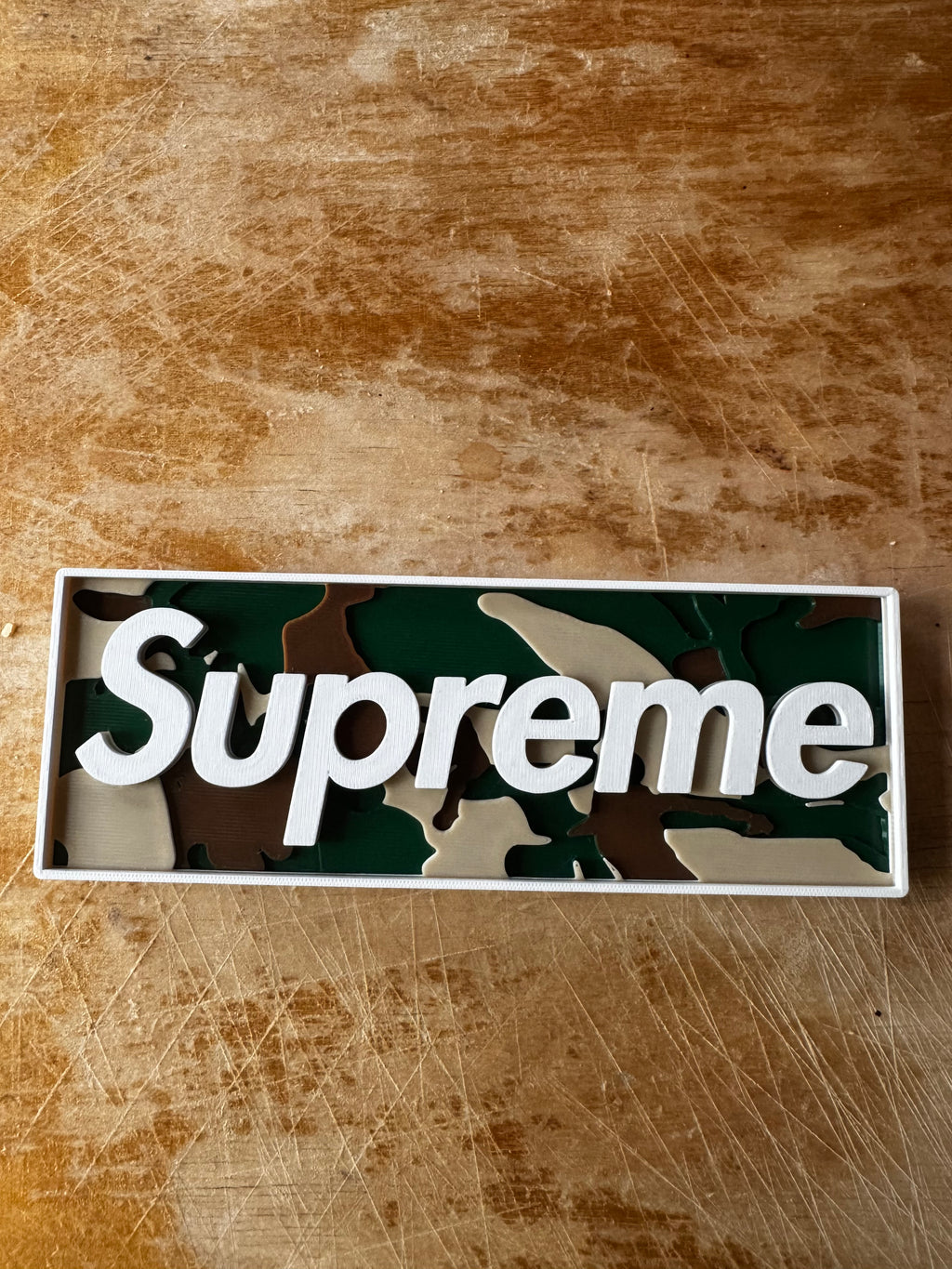 Supreme Camo 3D Printed Display Sign
