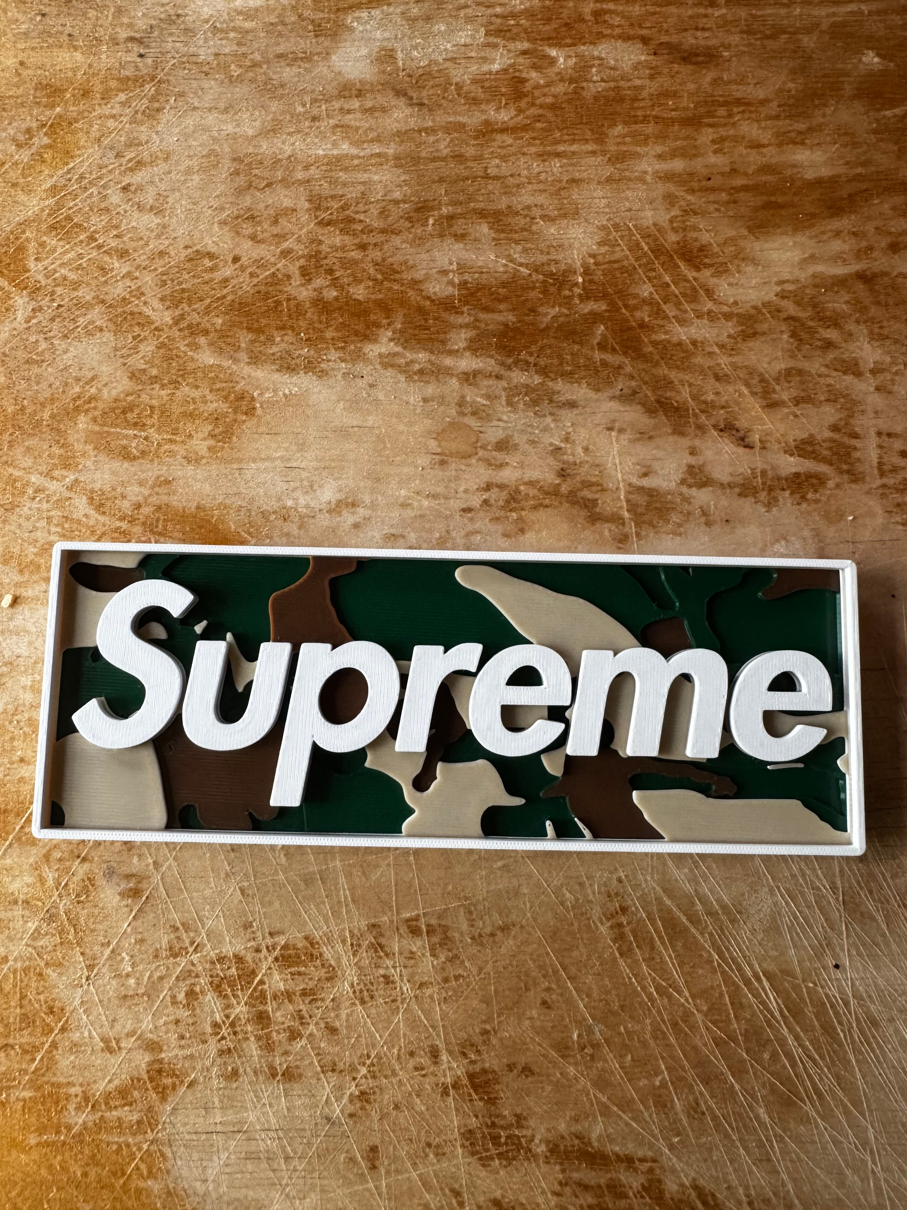 Supreme Camo 3D Printed Display Sign