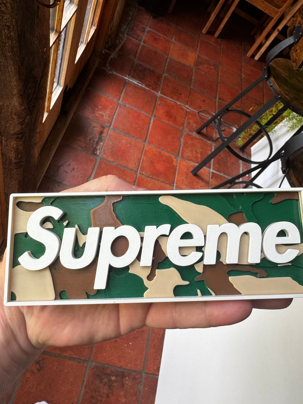 Supreme Camo 3D Printed Display Sign