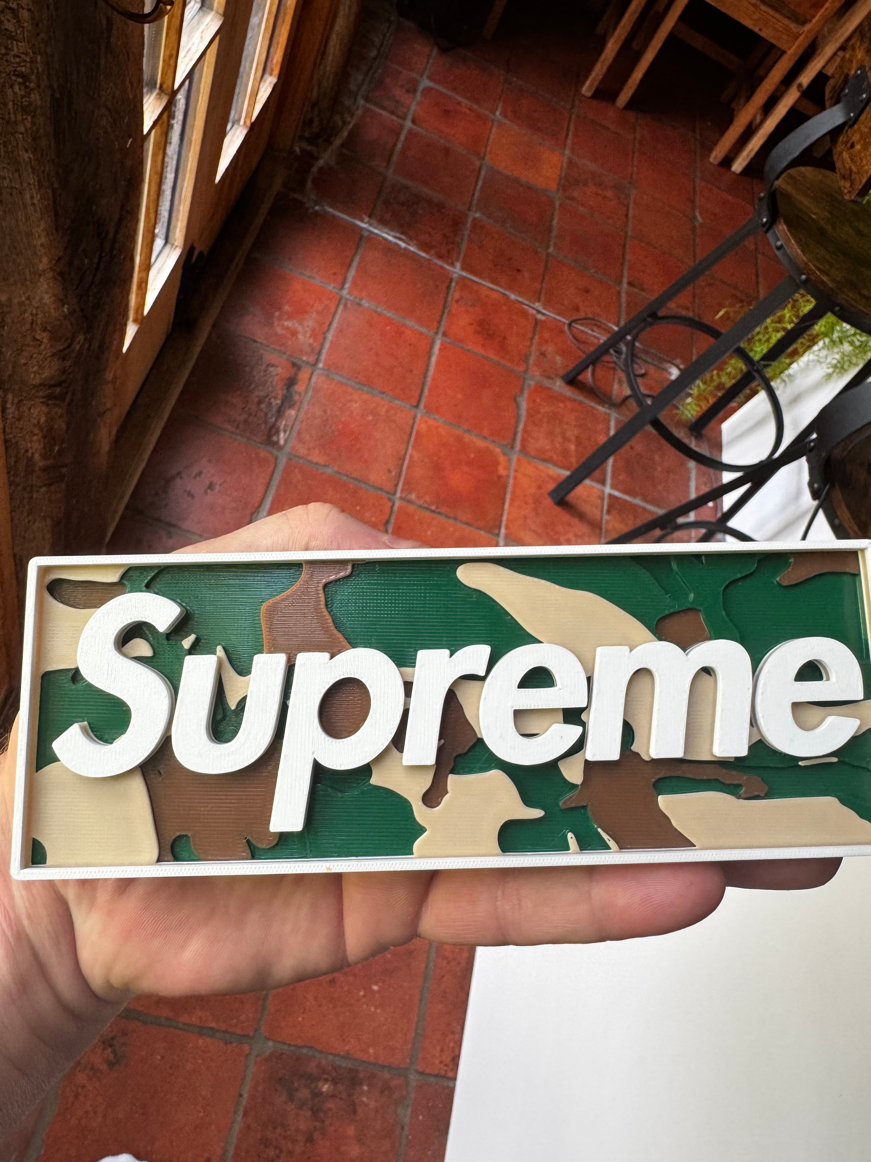 Supreme Camo 3D Printed Display Sign