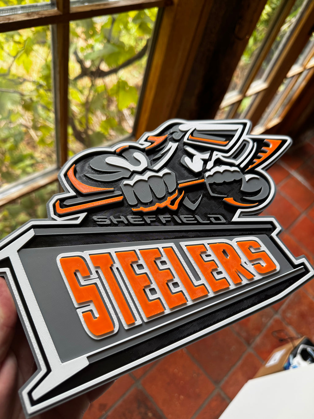 Sheffield Steelers 3D Printed Display Sign – Orange, Black, White & Silver