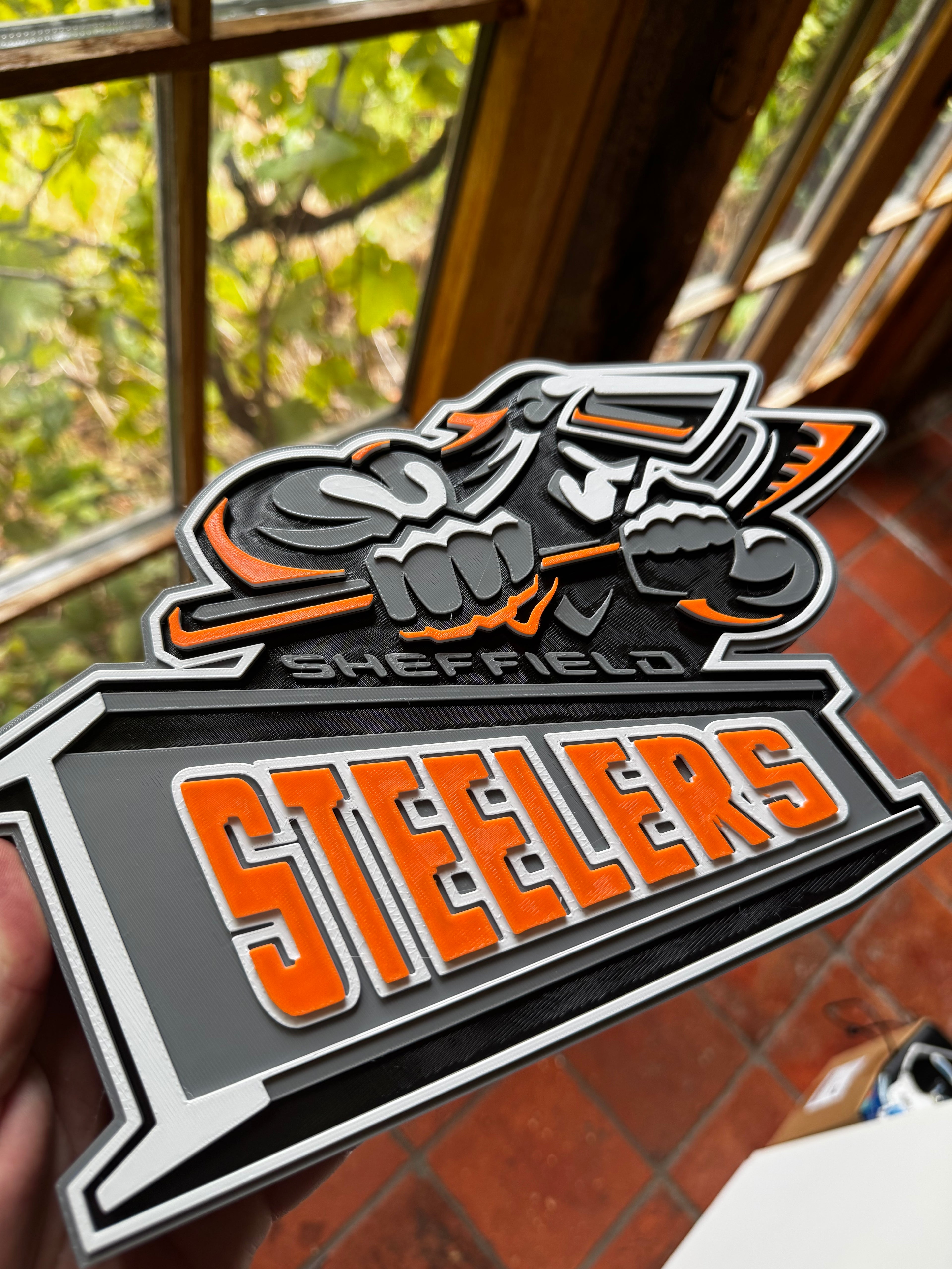 Sheffield Steelers 3D Printed Display Sign – Orange, Black, White & Silver