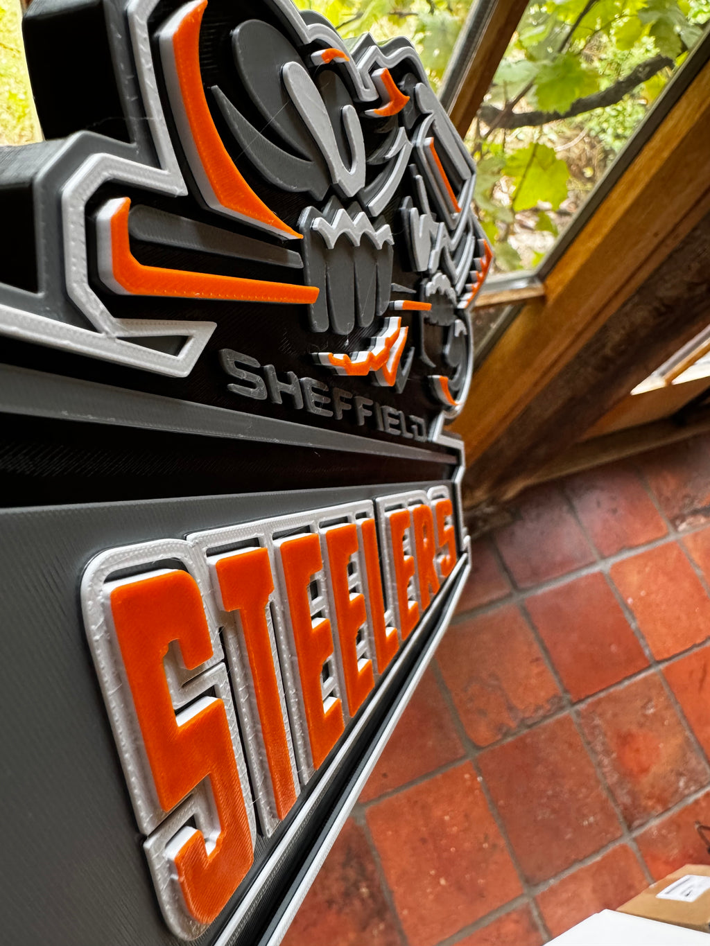 Sheffield Steelers 3D Printed Display Sign – Orange, Black, White & Silver