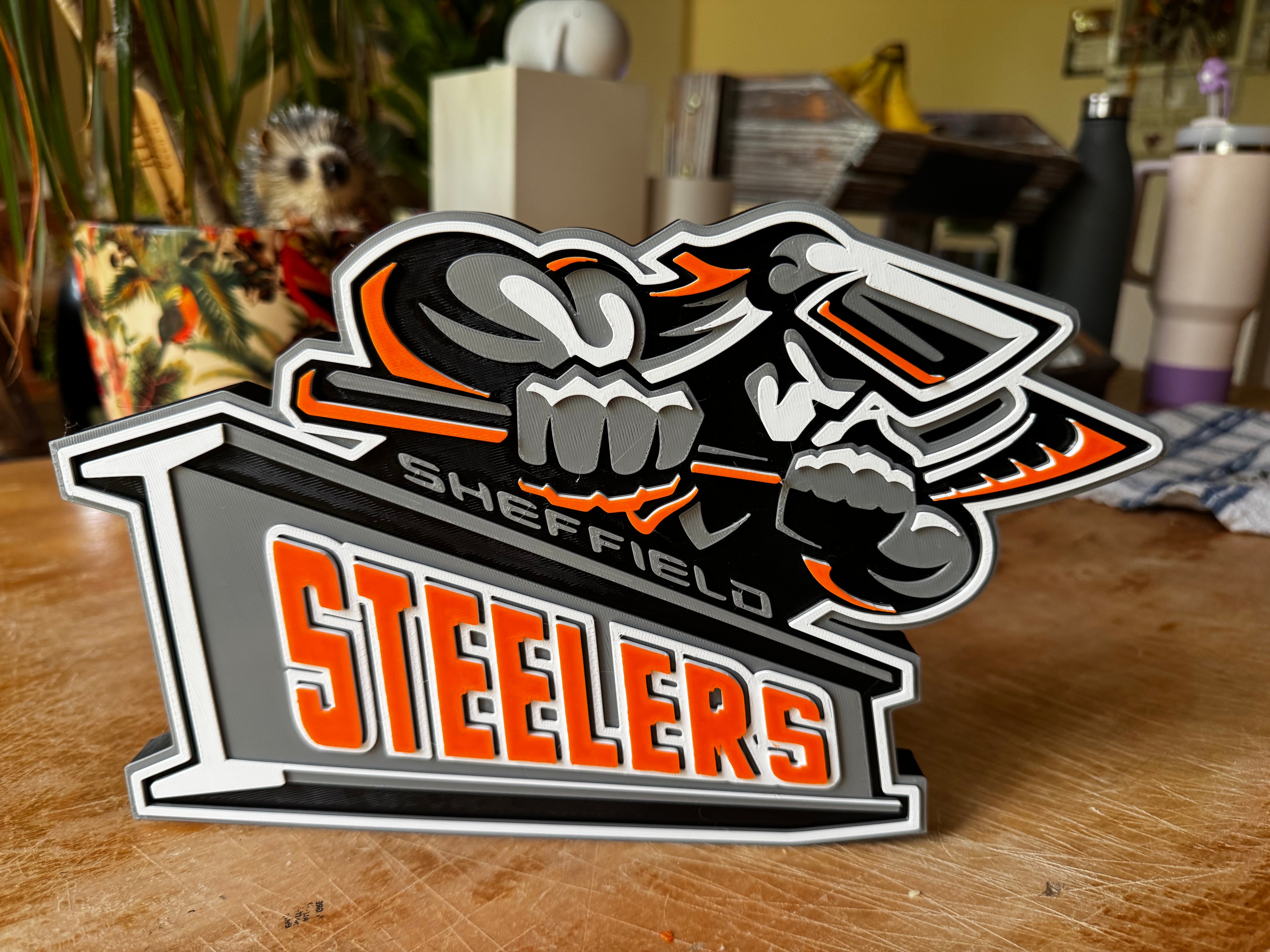 Sheffield Steelers 3D Printed Display Sign – Orange, Black, White & Silver