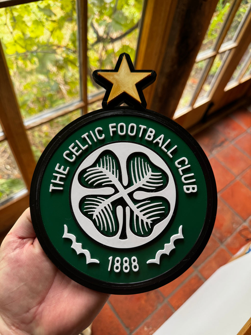 Celtic FC 3D Printed Club Crest Display Sign – Green, White, Black & Gold