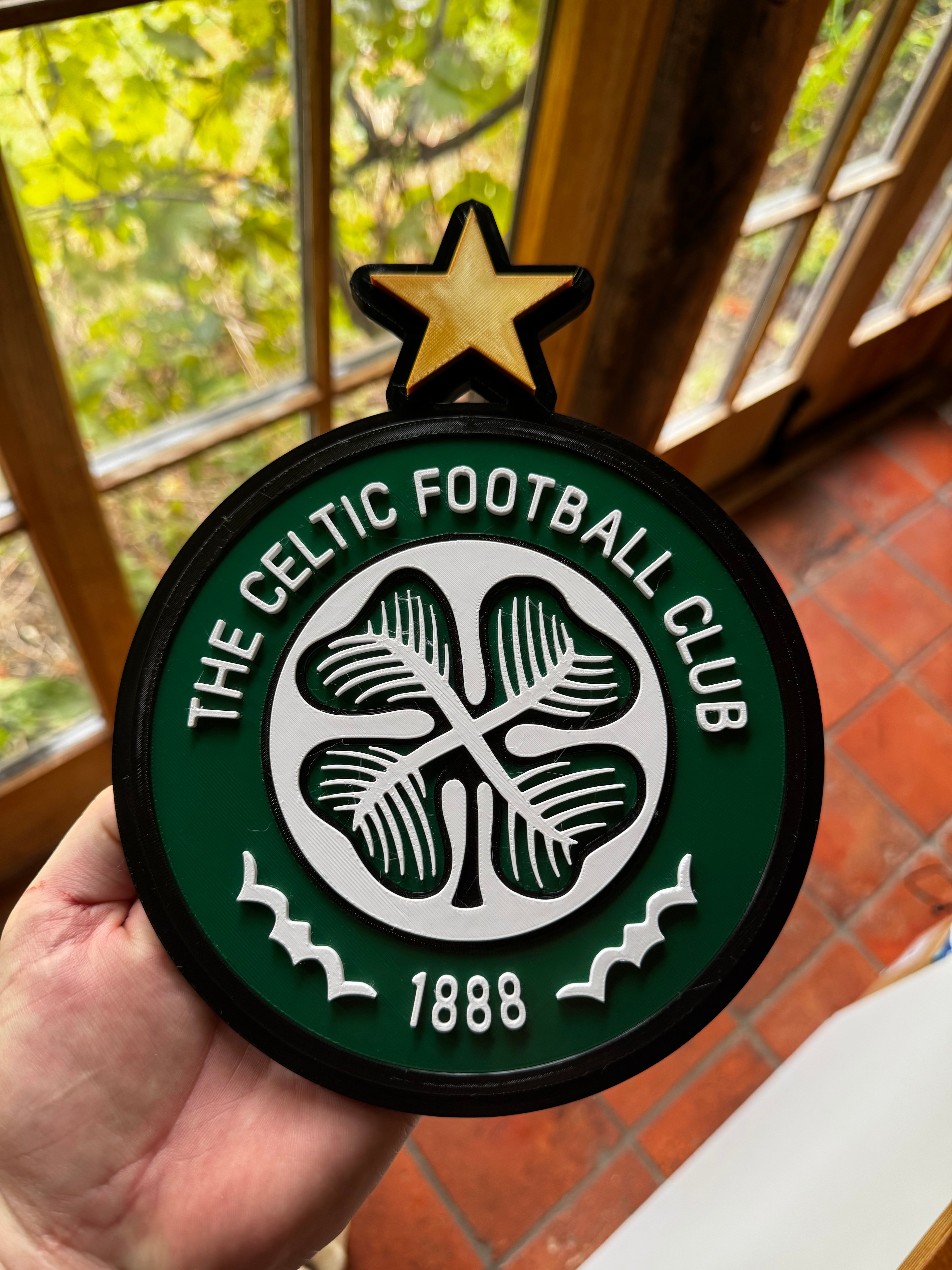 Celtic FC 3D Printed Club Crest Display Sign – Green, White, Black & Gold