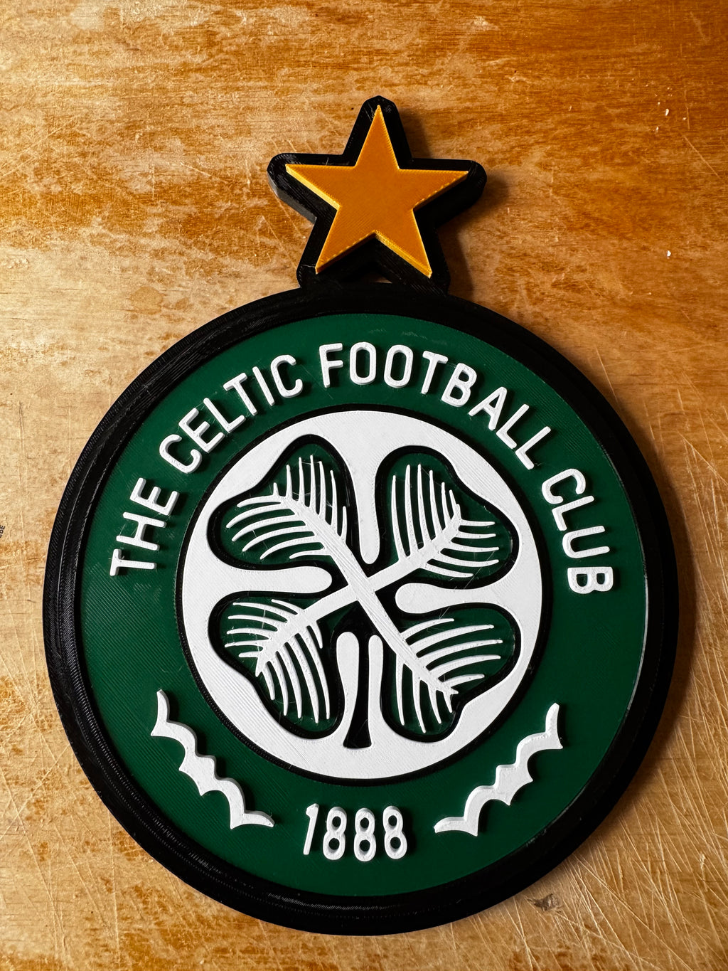 Celtic FC 3D Printed Club Crest Display Sign – Green, White, Black & Gold
