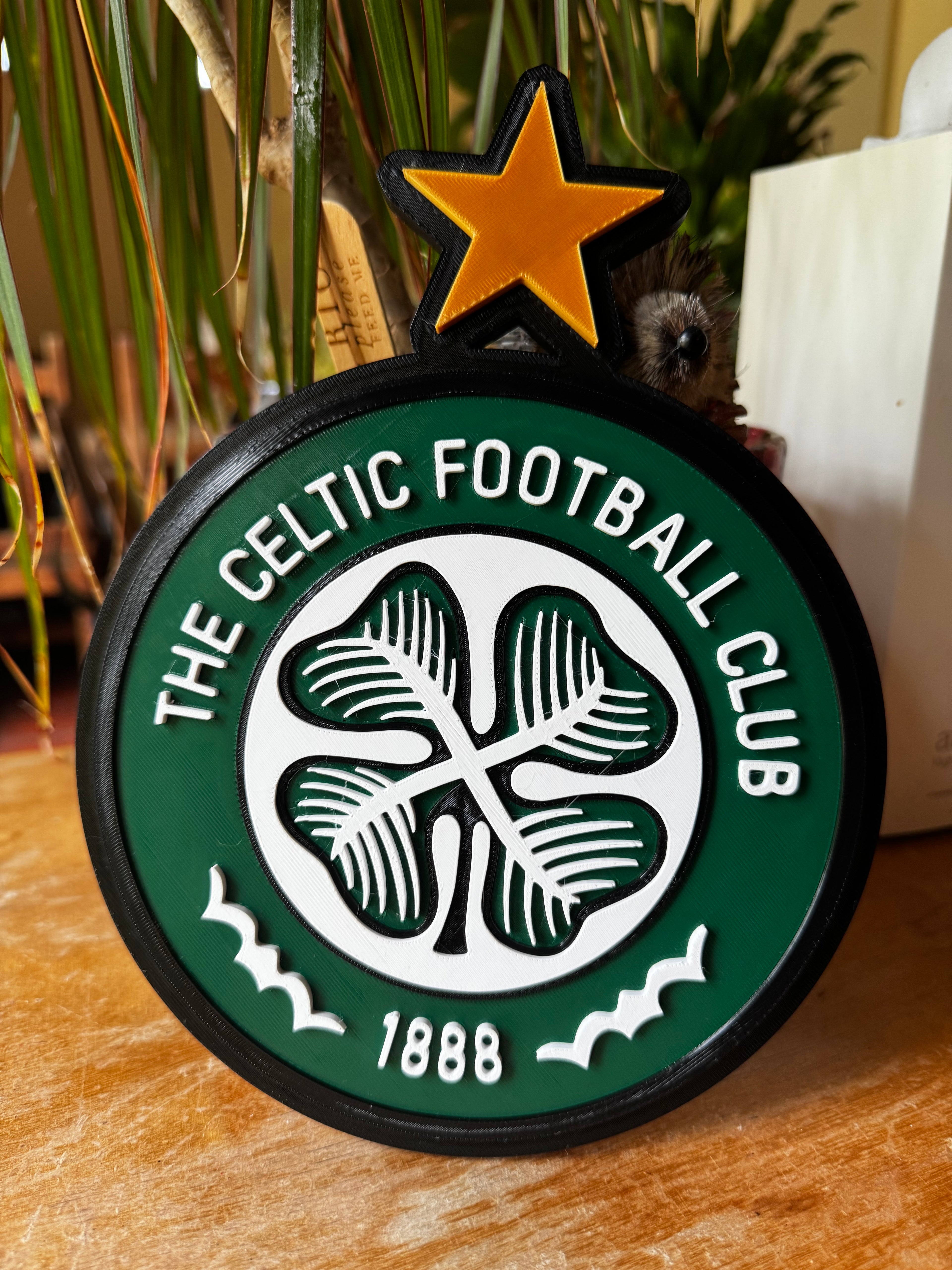 Celtic FC 3D Printed Club Crest Display Sign – Green, White, Black & Gold