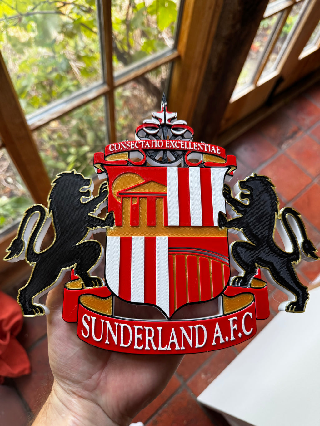 Sunderland AFC 3D Printed Club Crest Display Sign – Red, White, Black & Gold