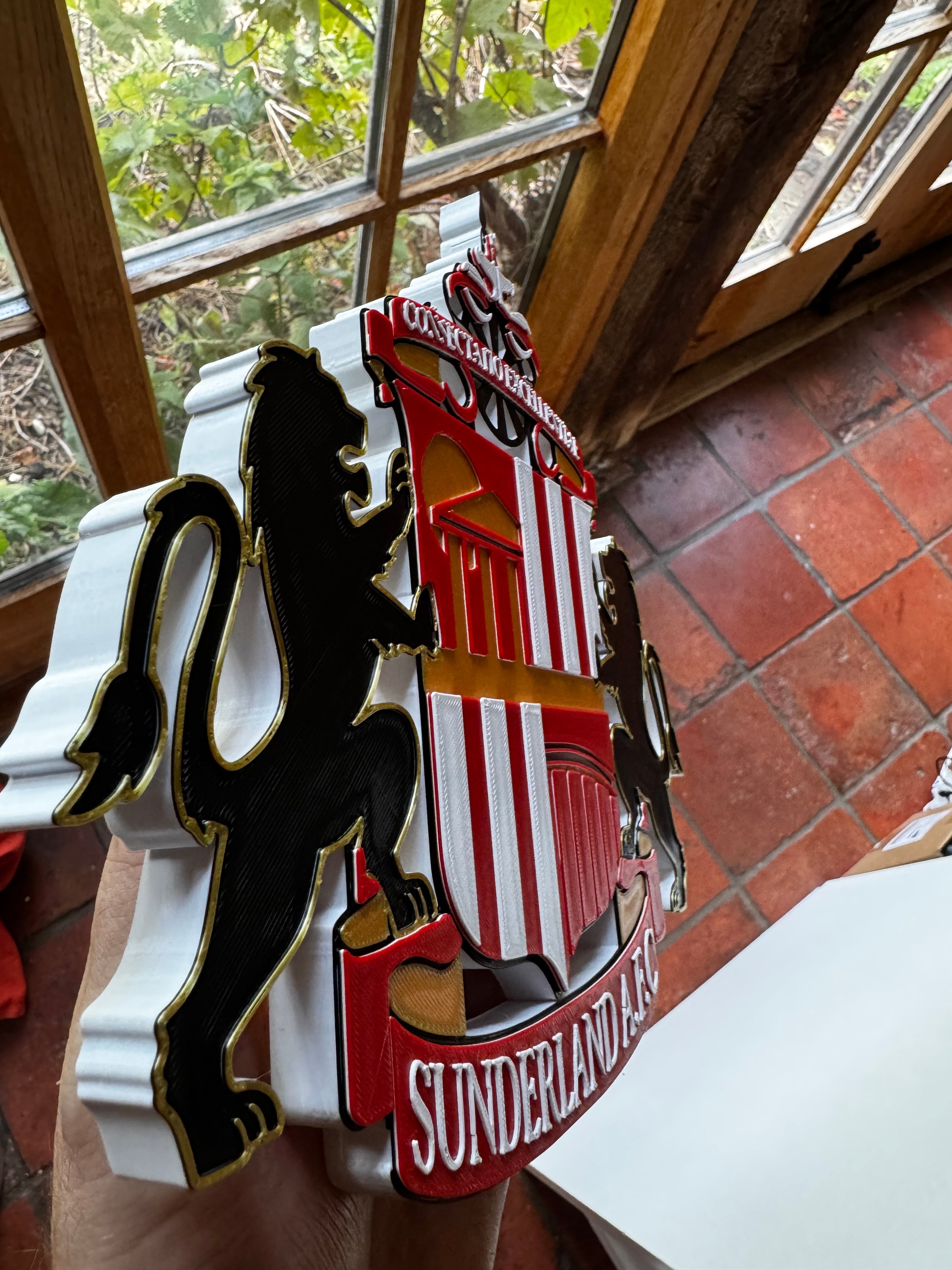 Sunderland AFC 3D Printed Club Crest Display Sign – Red, White, Black & Gold