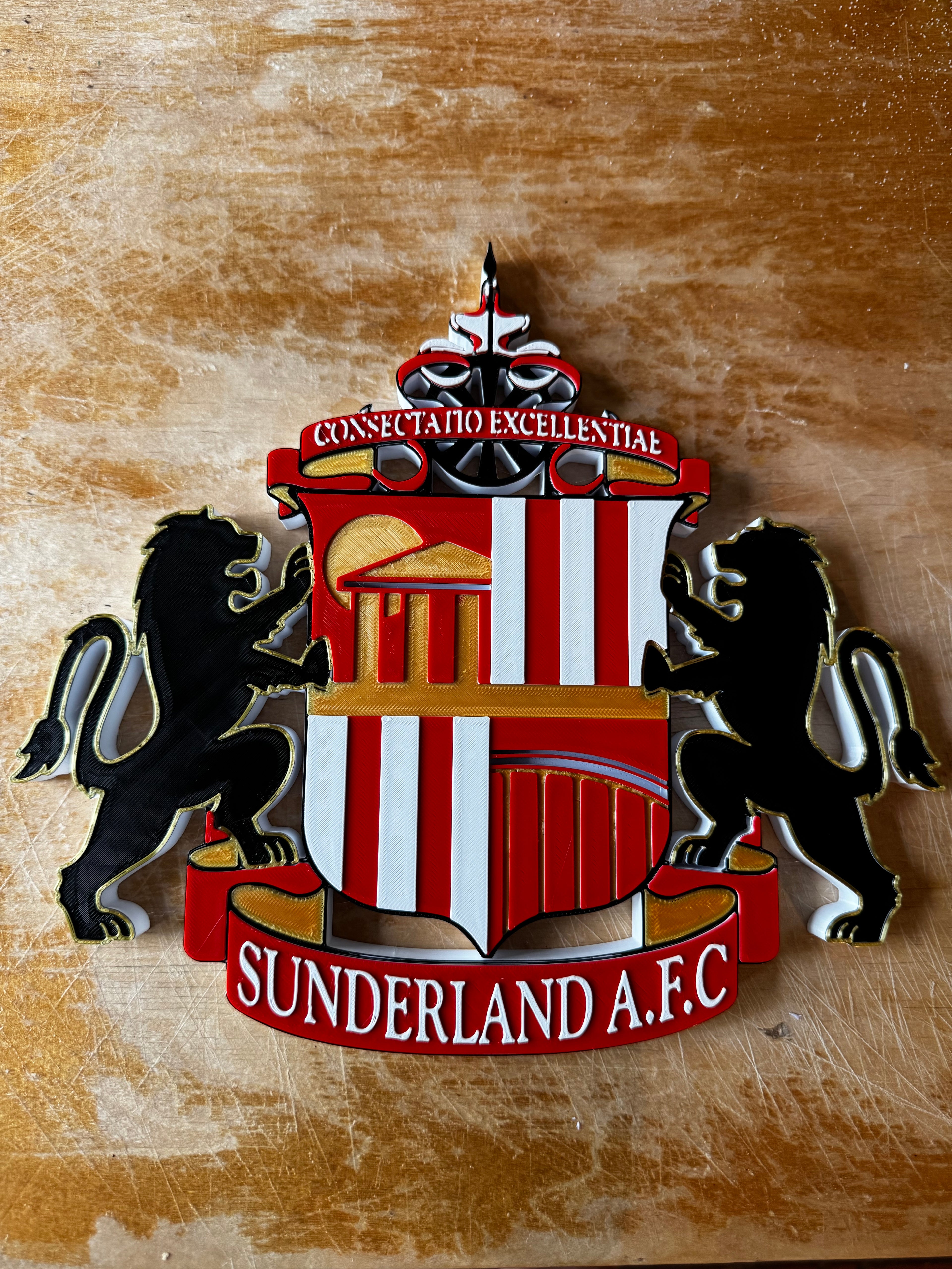 Sunderland AFC 3D Printed Club Crest Display Sign – Red, White, Black & Gold