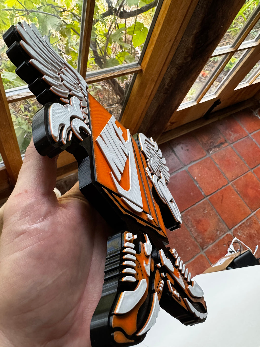 Nike Sneaker Box Wings 3D Printed Display Sign – Orange, White & Black 23cm