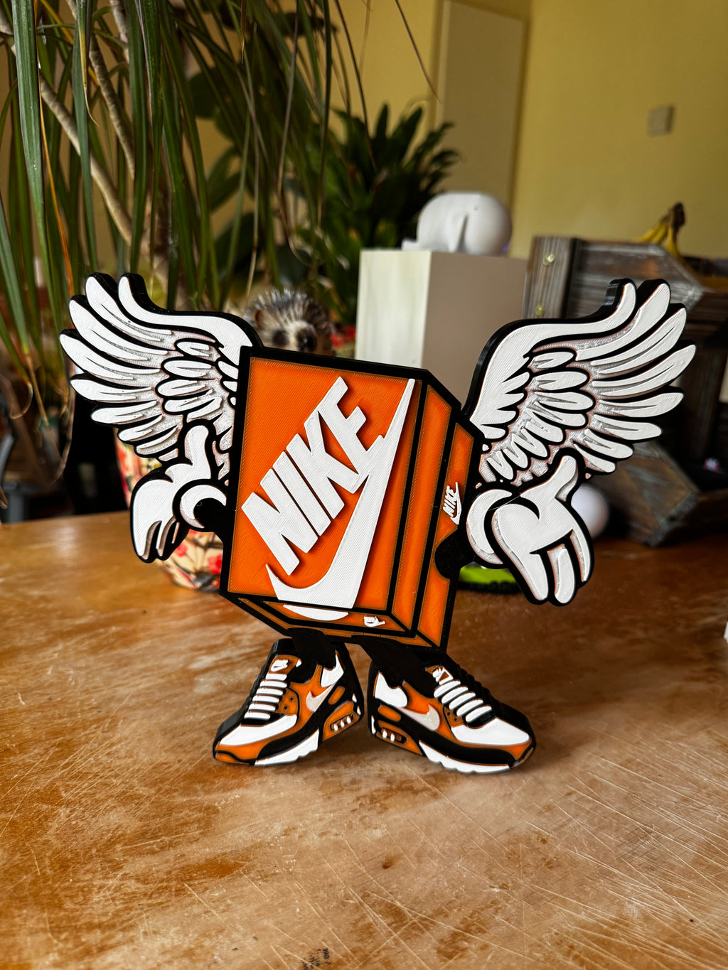 Nike Sneaker Box Wings 3D Printed Display Sign – Orange, White & Black 23cm
