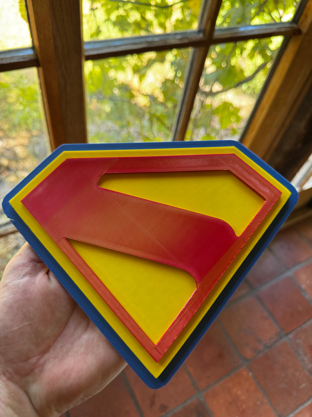 Superman 3D Printed Display Sign – Classic Red, Yellow &amp; Blue