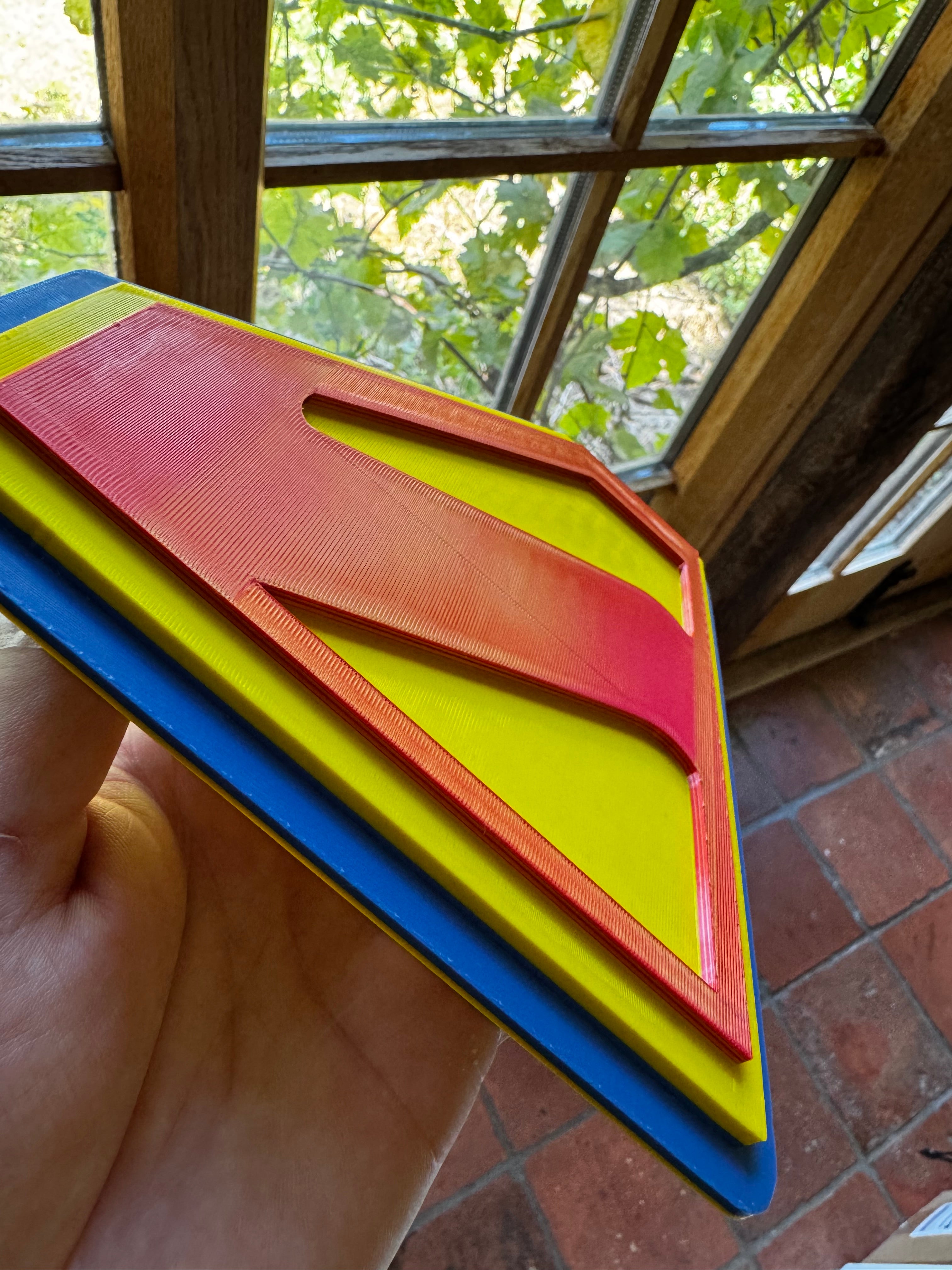 Superman 3D Printed Display Sign – Classic Red, Yellow &amp; Blue