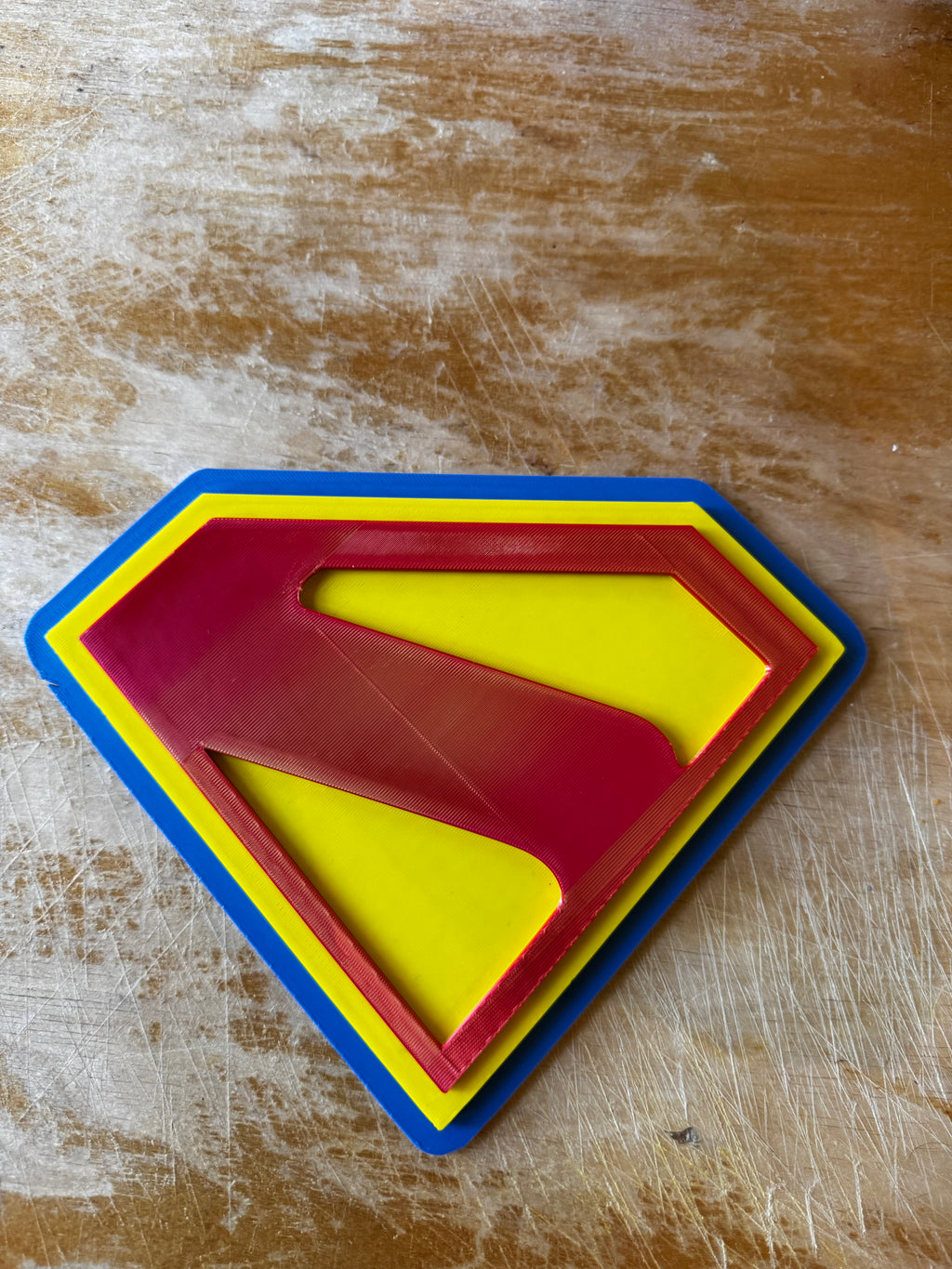 Superman 3D Printed Display Sign – Classic Red, Yellow &amp; Blue