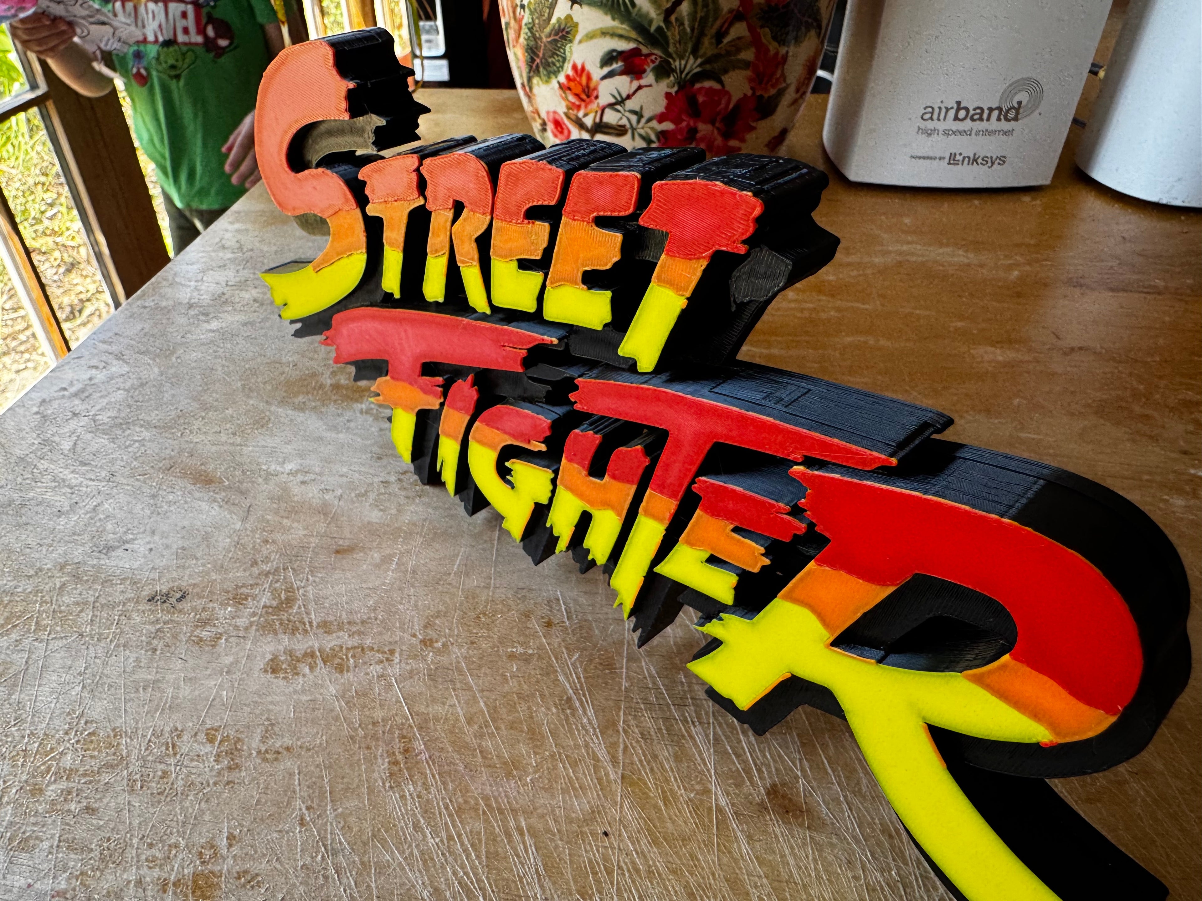 Street Fighter 3D Printed Display Sign – Red, Orange & Yellow 23cm