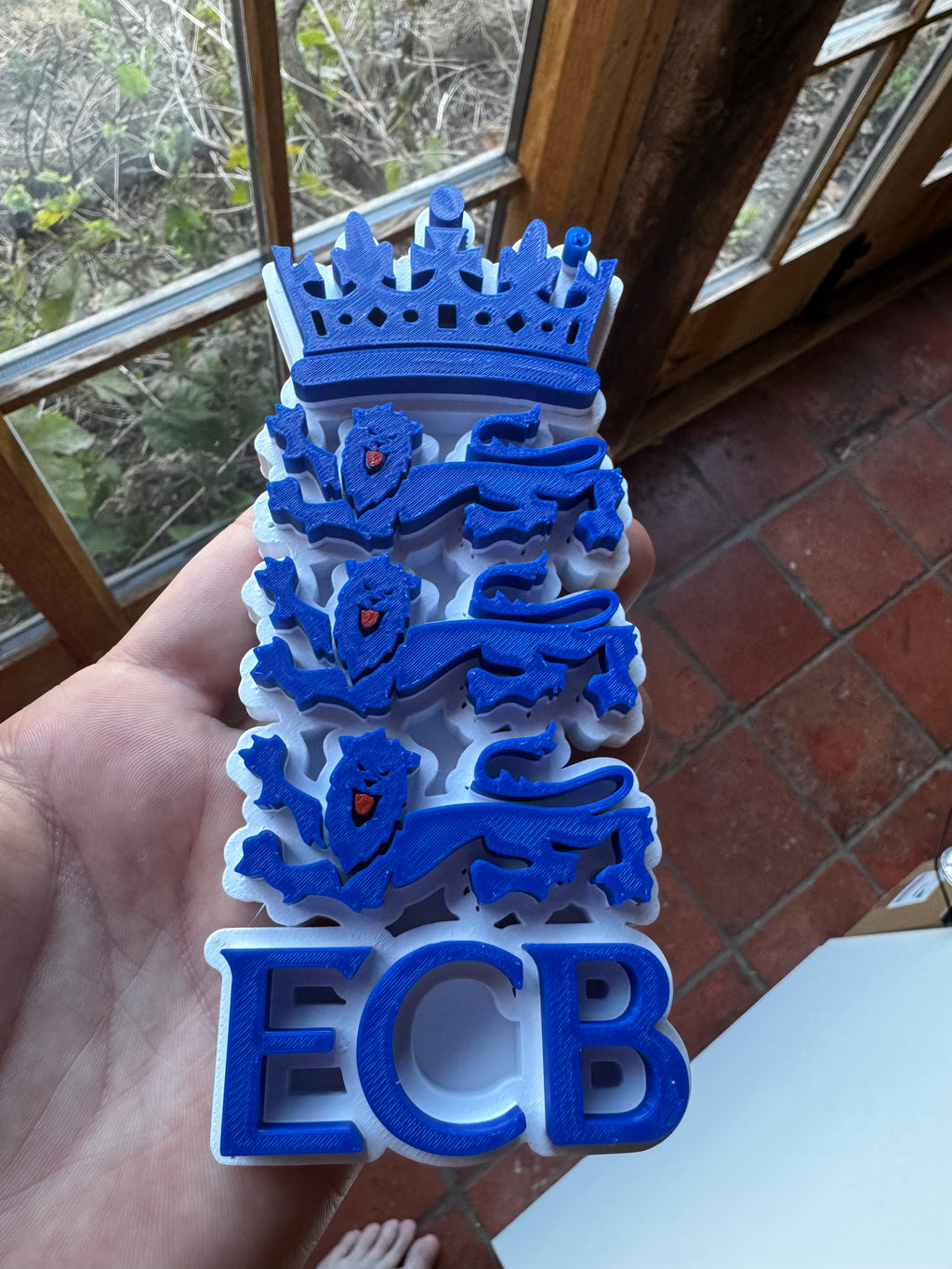 England Three Lions 3D Printed Display Plaque – Blue & White