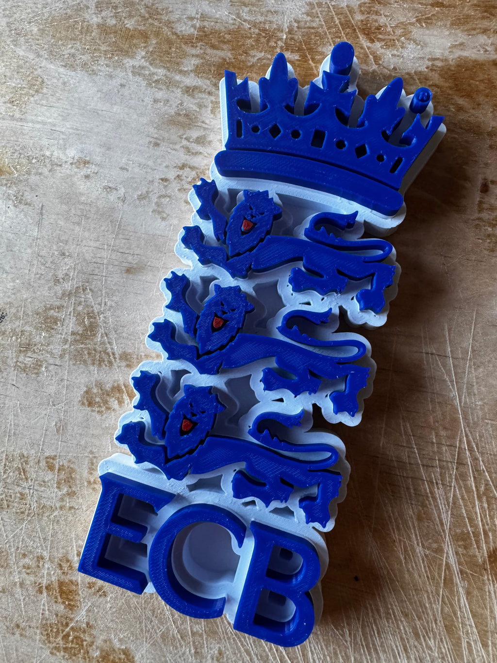 England Three Lions 3D Printed Display Plaque – Blue & White