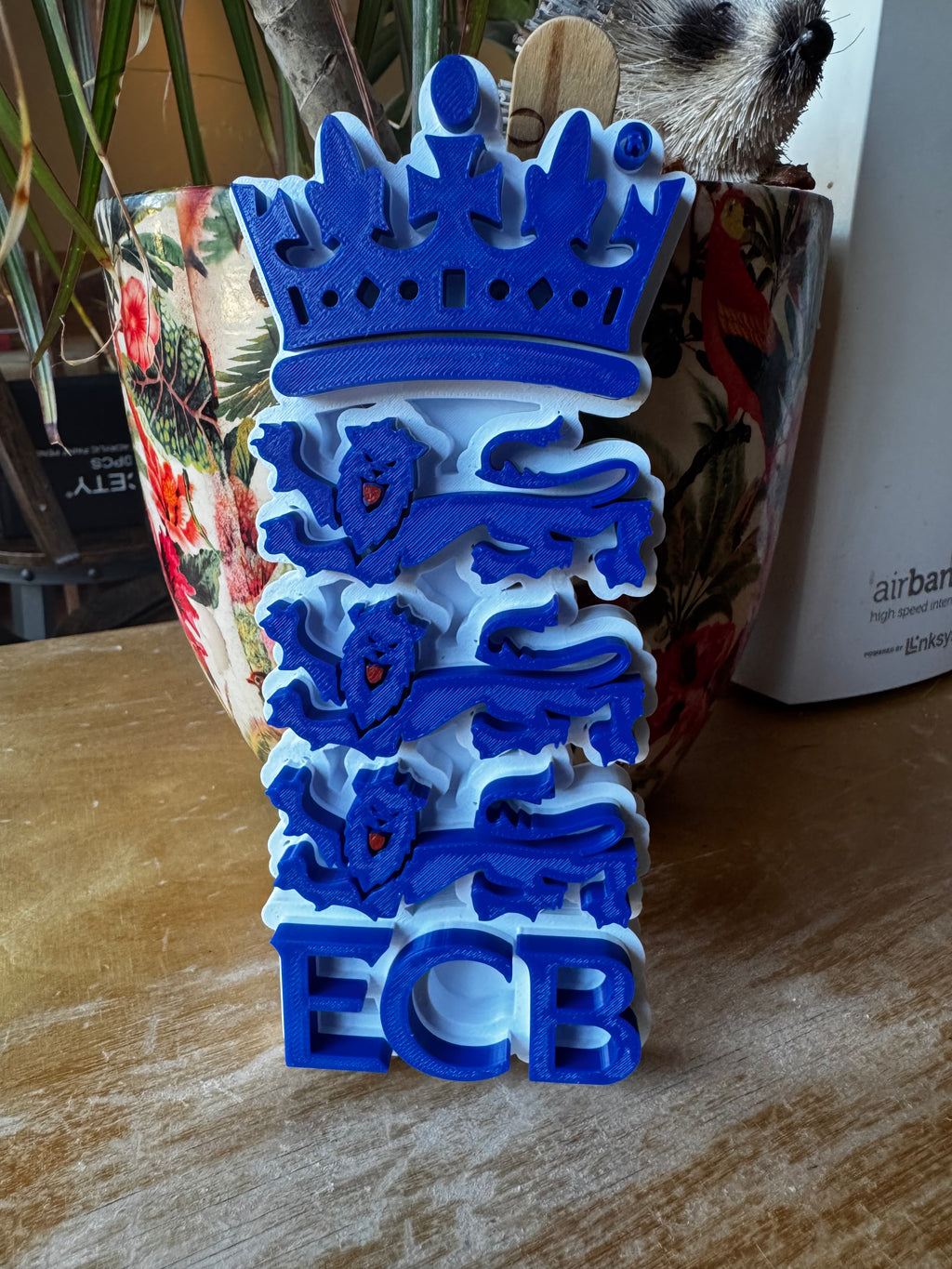 England Three Lions 3D Printed Display Plaque – Blue & White