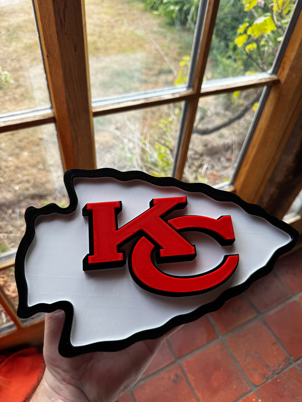 Kansas City Chiefs 3D Printed Arrowhead Display Sign – Red, White & Black