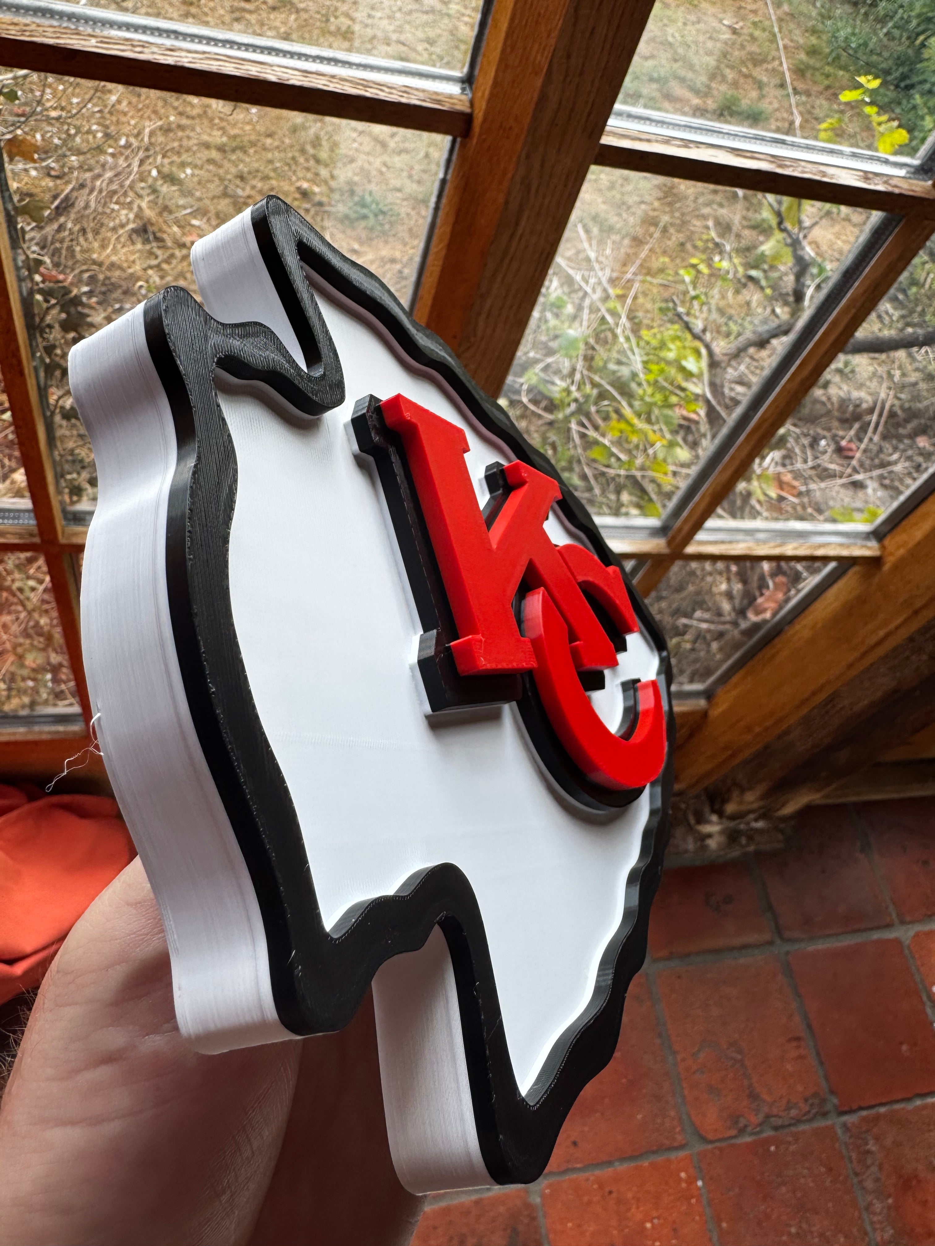 Kansas City Chiefs 3D Printed Arrowhead Display Sign – Red, White & Black