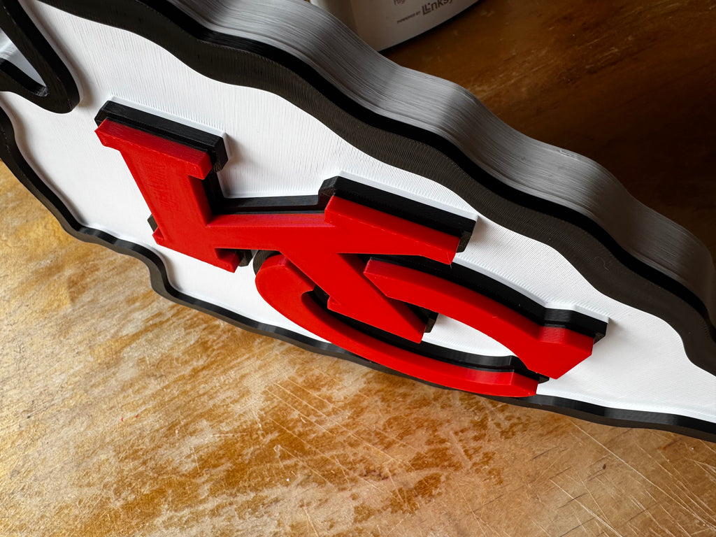 Kansas City Chiefs 3D Printed Arrowhead Display Sign – Red, White & Black