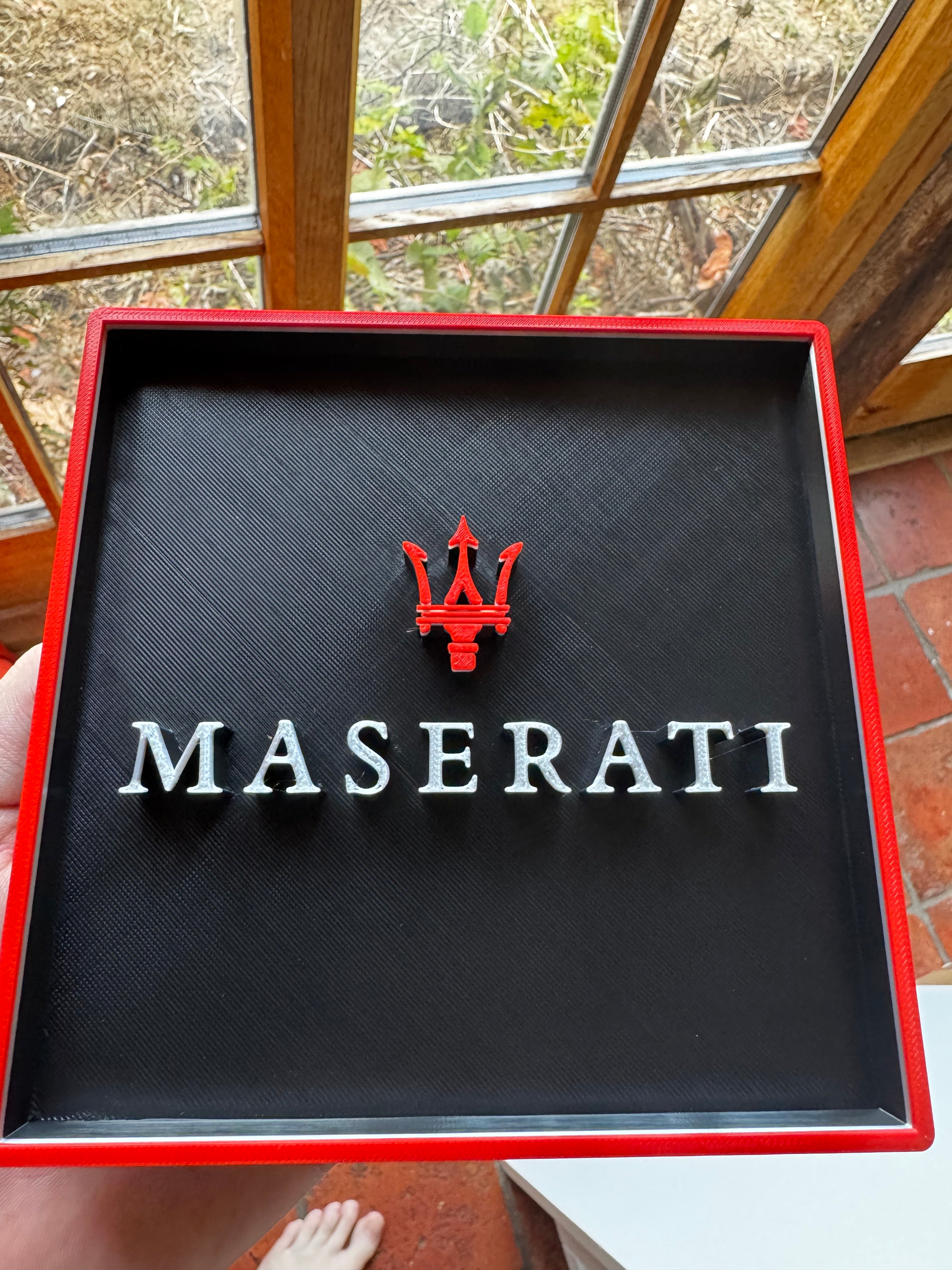 Maserati 3D Printed Display Plaque / Tray – Black, Red & Silver