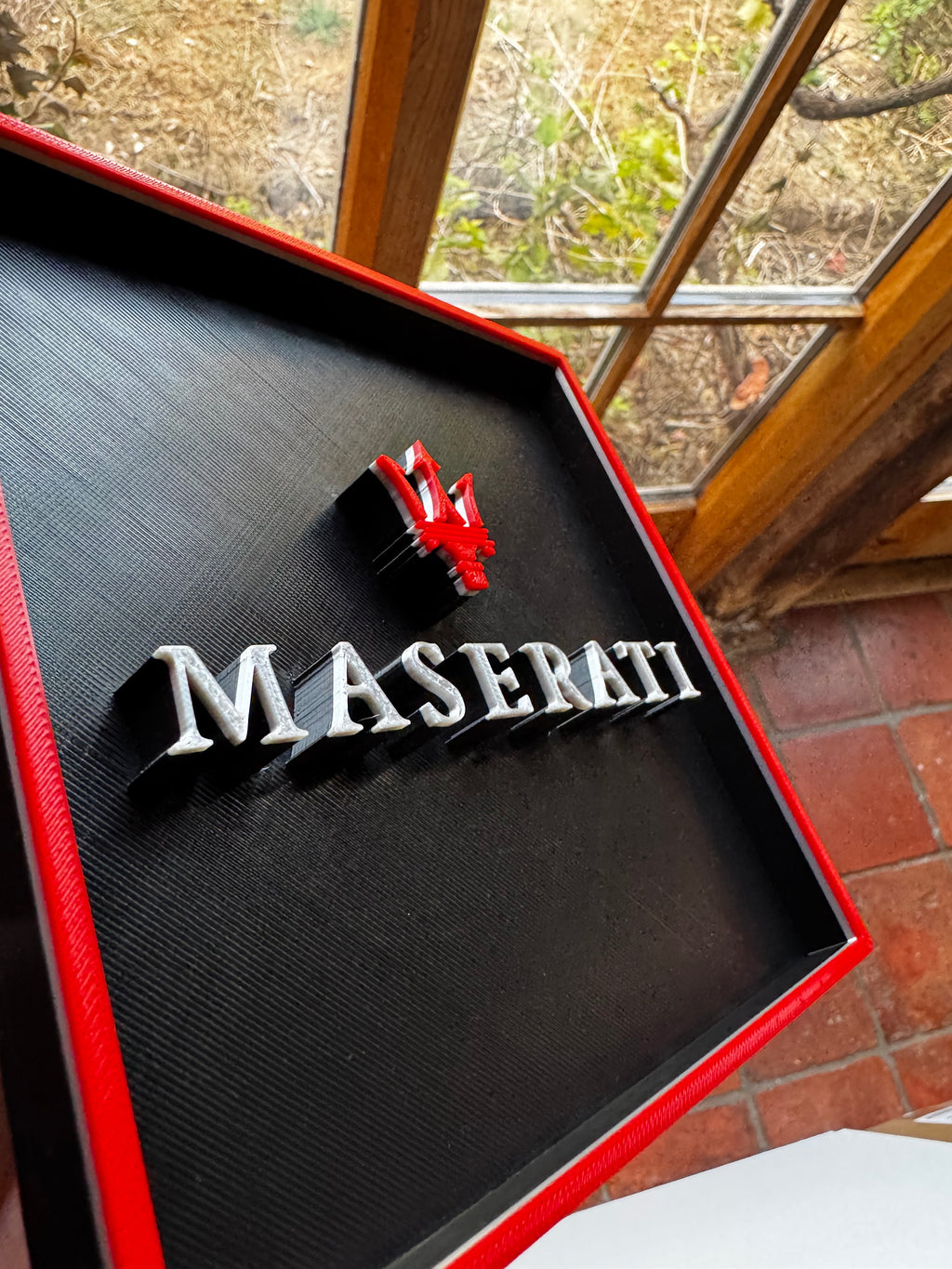 Maserati 3D Printed Display Plaque / Tray – Black, Red & Silver