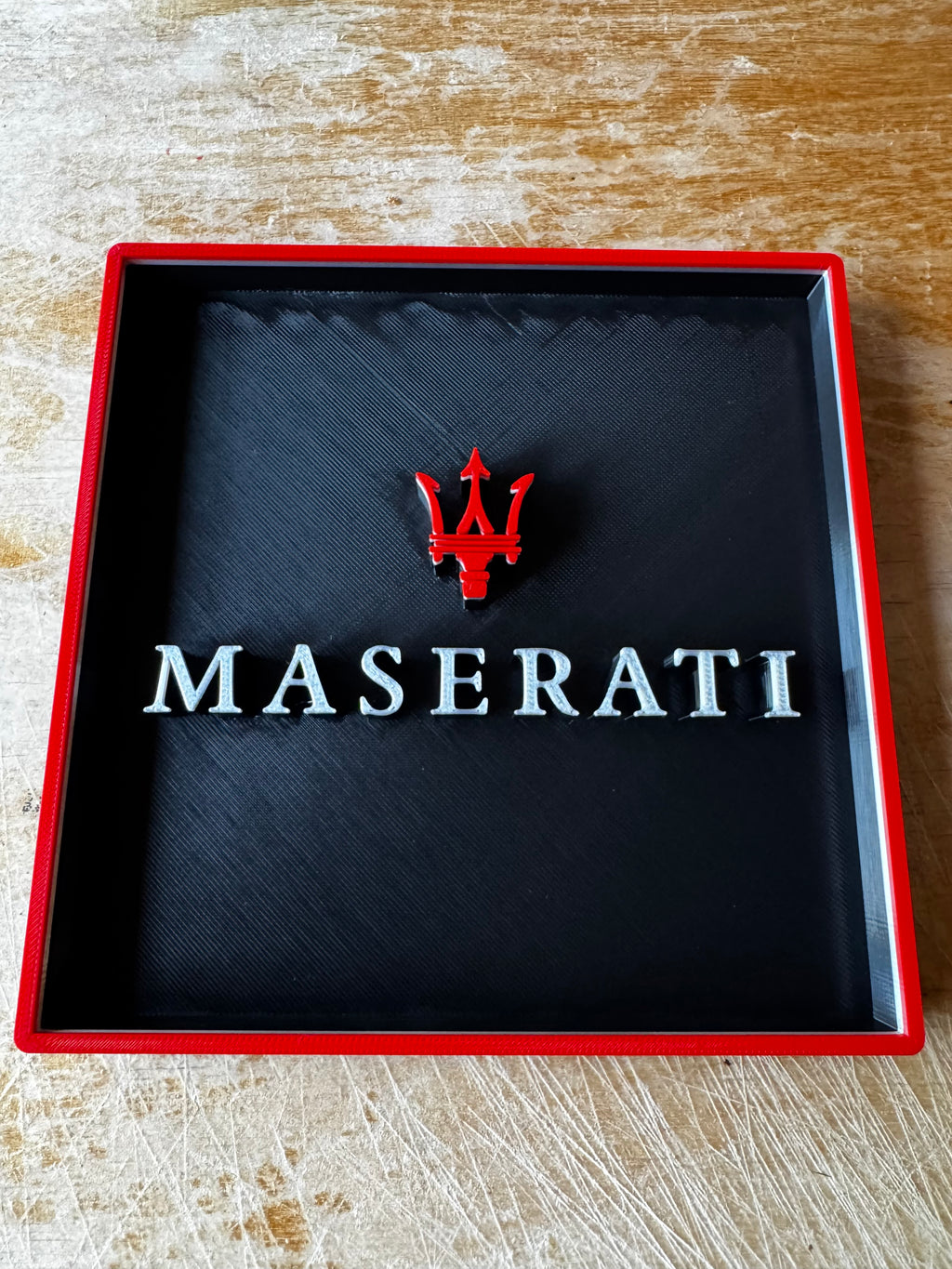 Maserati 3D Printed Display Plaque / Tray – Black, Red & Silver