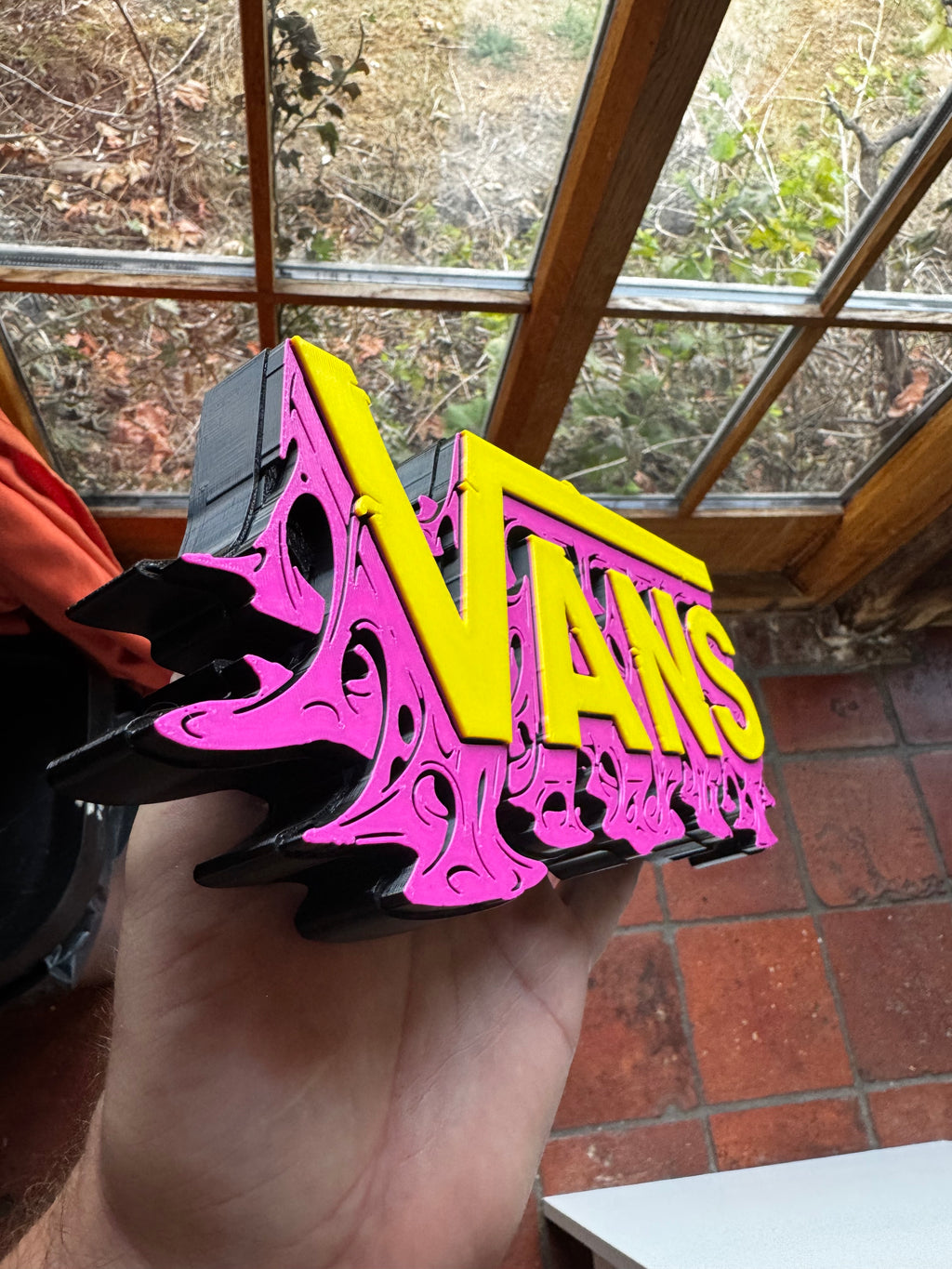 Vans Graffiti Style 3D Printed Display Sign – Neon Pink & Yellow 23cm