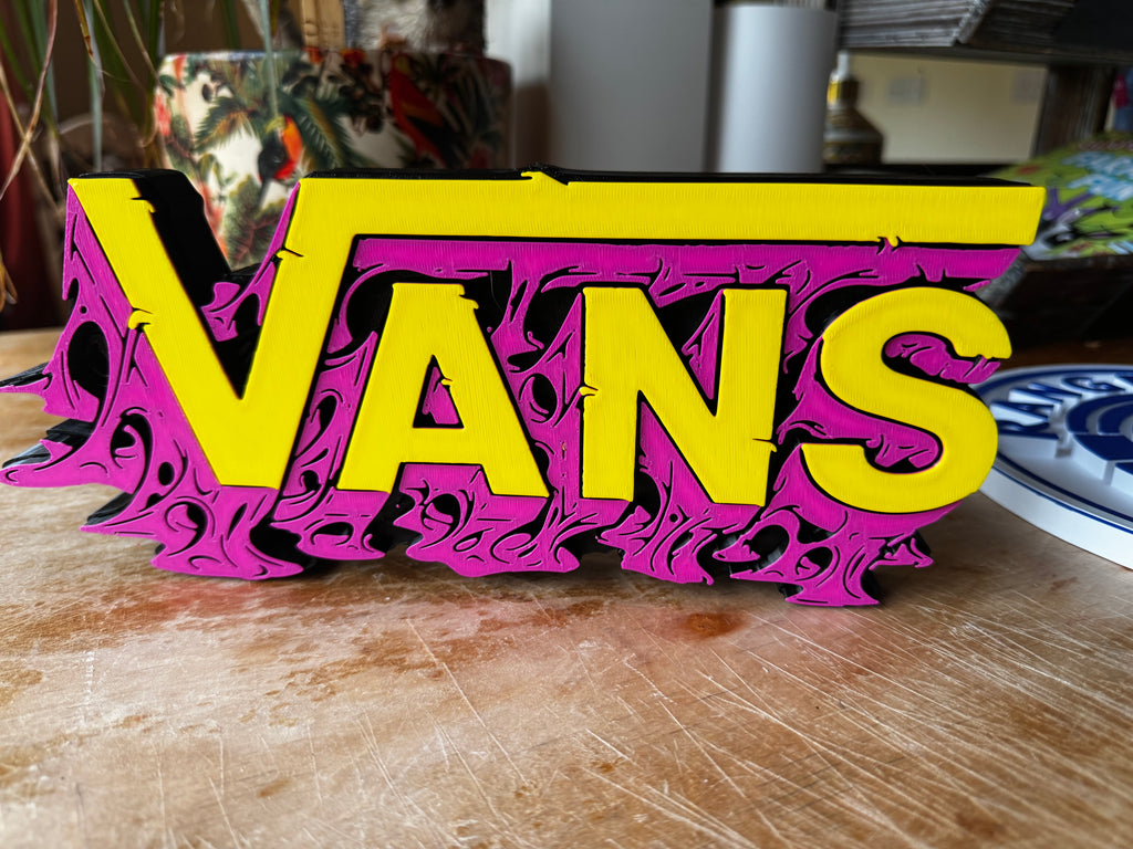 Vans Graffiti Style 3D Printed Display Sign – Neon Pink & Yellow 23cm