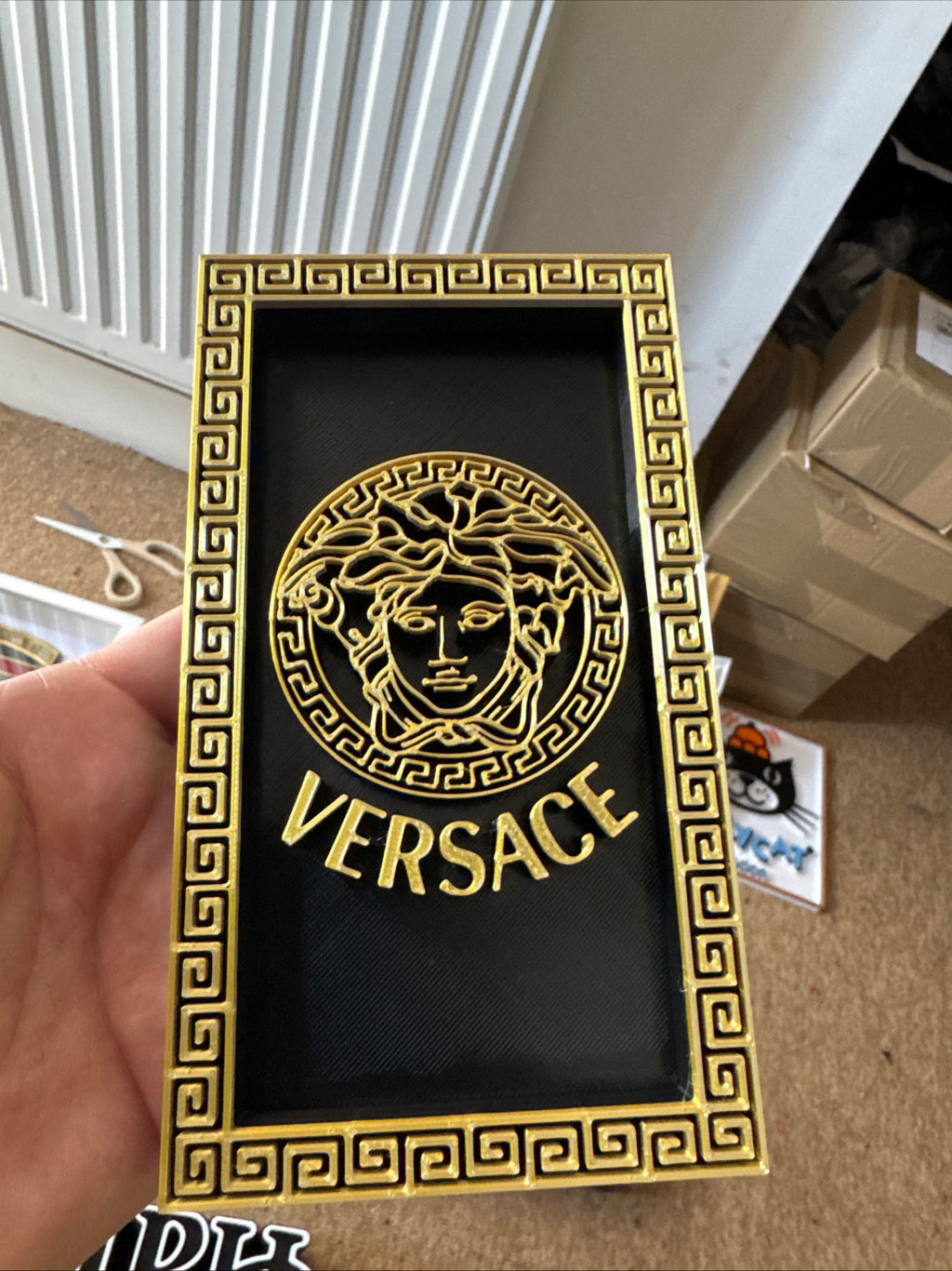 Versace Medusa 3D Printed Display Plaque – Black & Gold