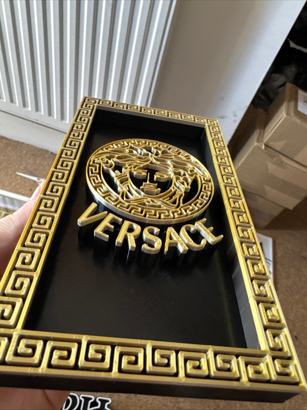 Versace Medusa 3D Printed Display Plaque – Black & Gold