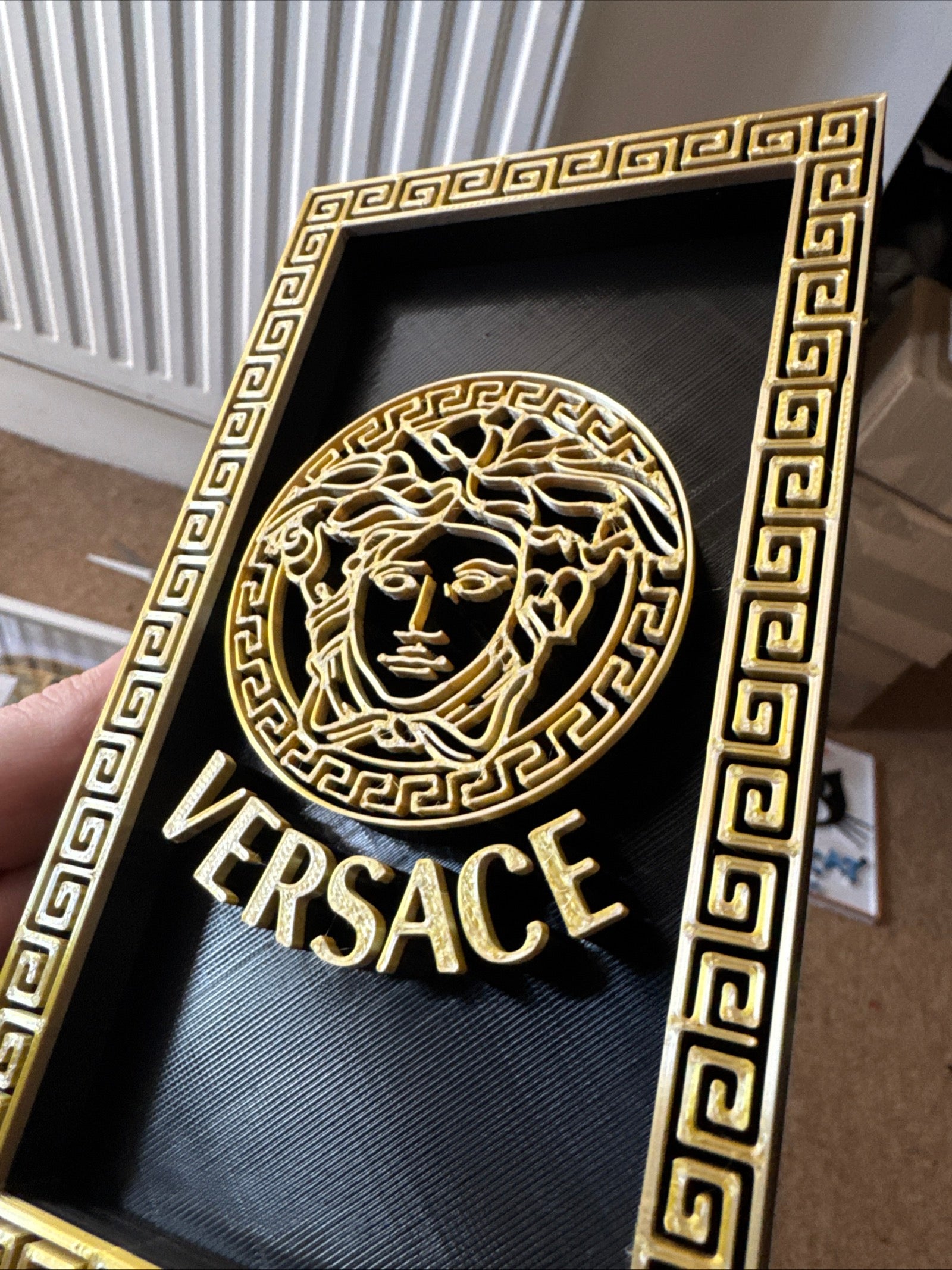 Versace Medusa 3D Printed Display Plaque – Black & Gold