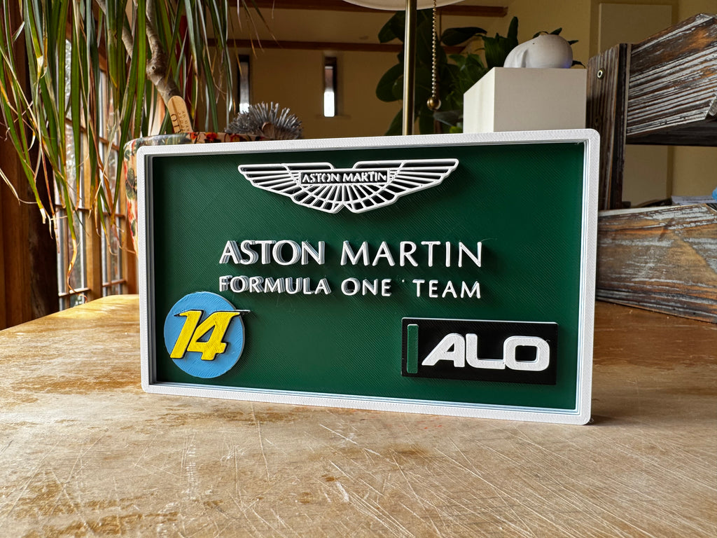 Aston Martin F1 Fernando Alonso No.14 – 3D Display Plaque