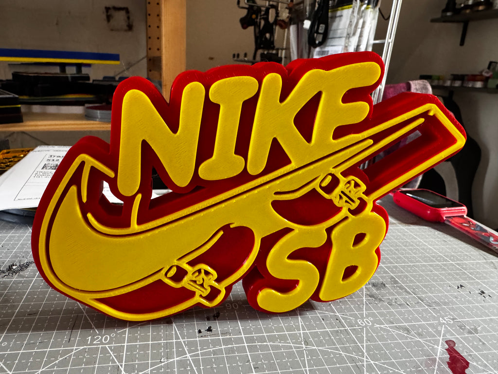 Nike SB 3D Printed Skateboard Display Sign – Red & Yellow