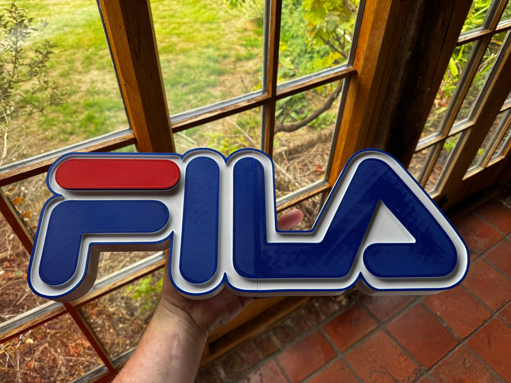 FILA 50cm 3D Printed Retro Logo Wall Sign – Blue, White & Red