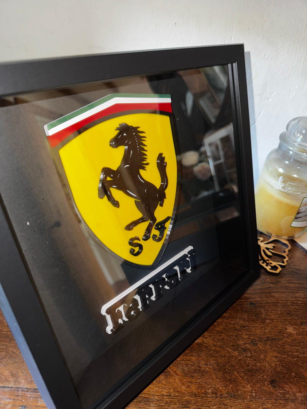 Ferrari 3D Framed Wall Art – Prancing Horse Display