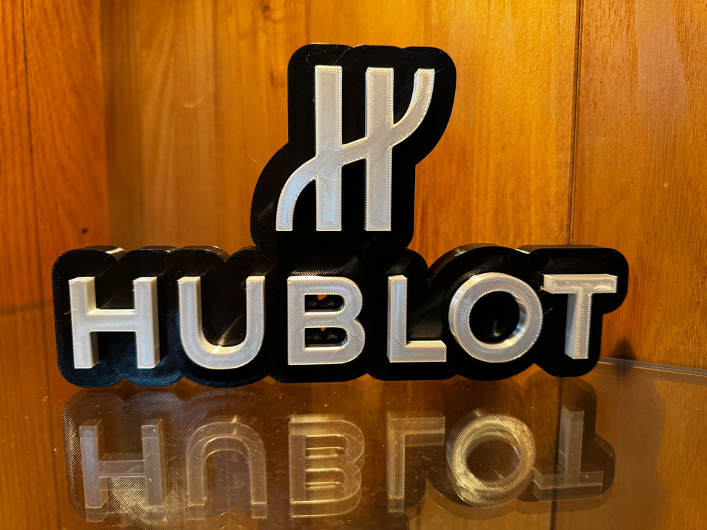 Hublot 3D Printed Watch Collector Display Sign – Black & Silver