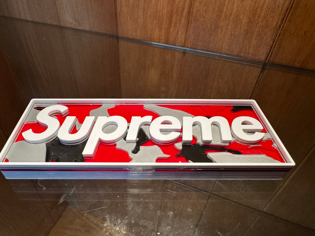 Supreme Camo 3D Printed Display Plaque – Red, Black, White & Grey